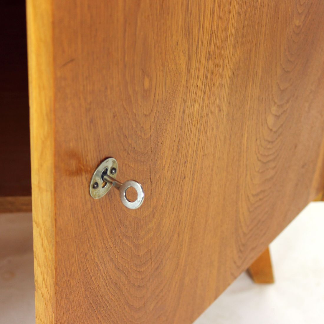 photo furniture Mid Century Sideboard In Oak & Black Glass, Czechoslovakia 1960s
