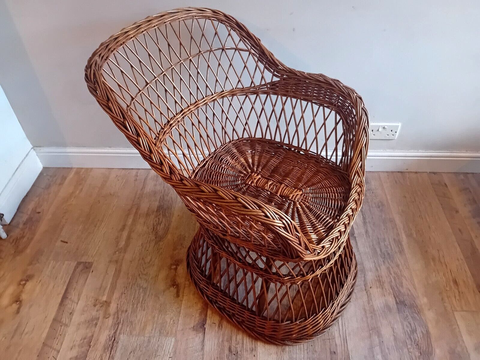 Super 1970's Cane/Rattan Boho Chic Mid Century Armchair/ Bucket/ Lounge Chair photo for sale