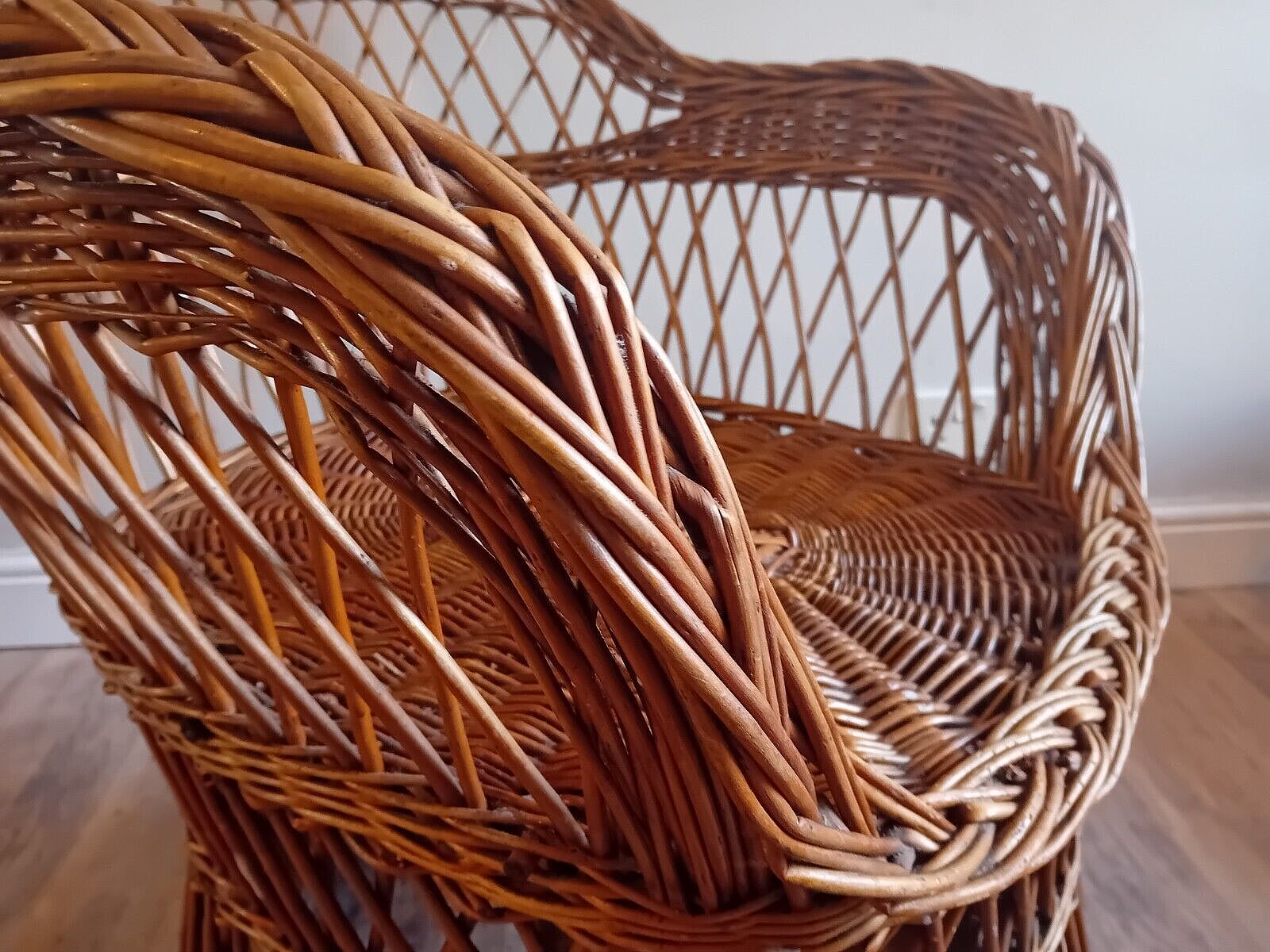 Super 1970's Cane/Rattan Boho Chic Mid Century Armchair/ Bucket/ Lounge Chair photo Furniture
