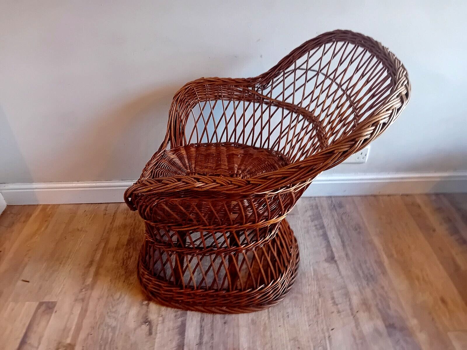 Super 1970's Cane/Rattan Boho Chic Mid Century Armchair/ Bucket/ Lounge Chair photo vinterior