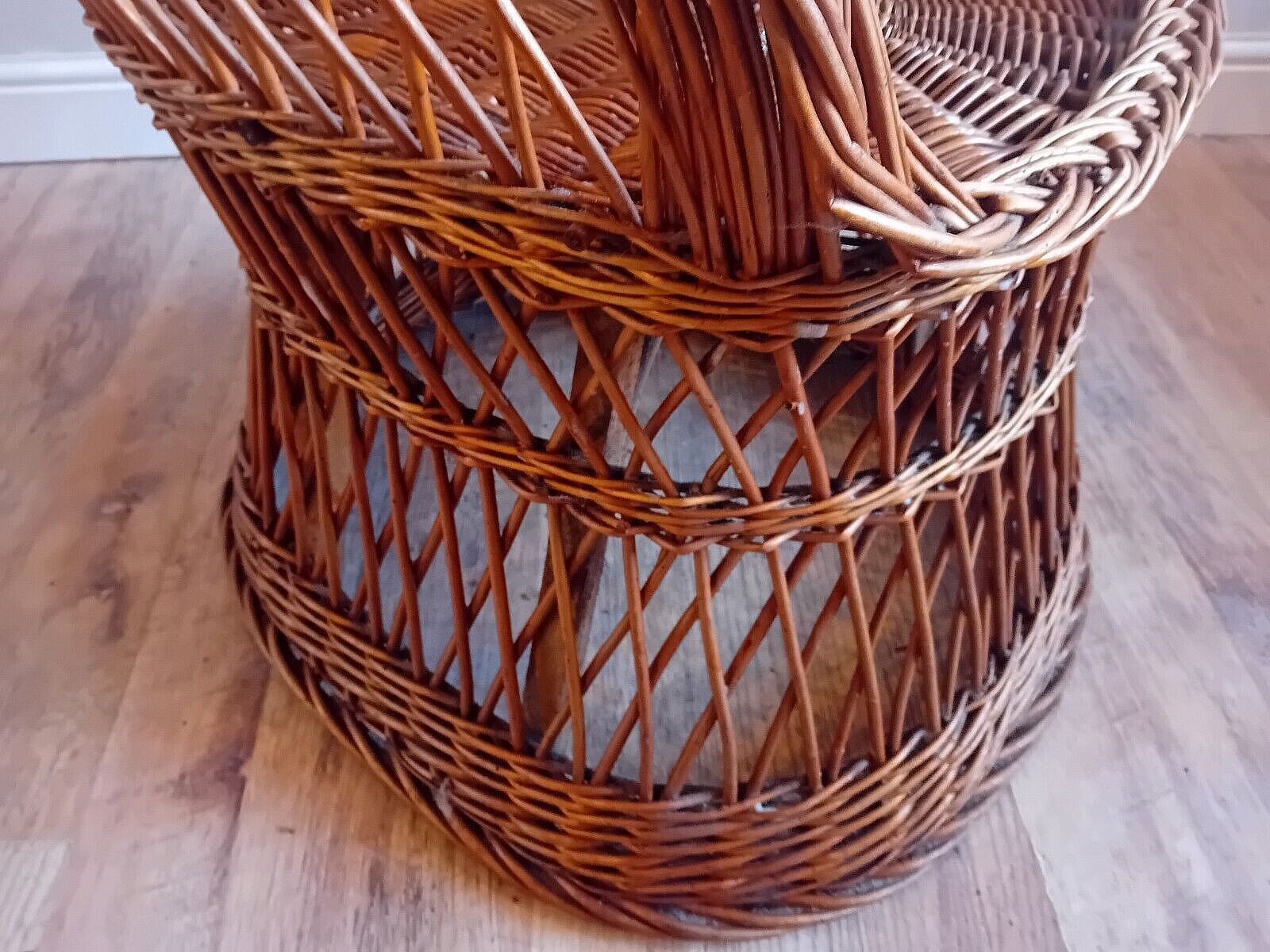 175.0 Super 1970's Cane/Rattan Boho Chic Mid Century Armchair/ Bucket/ Lounge Chair photo