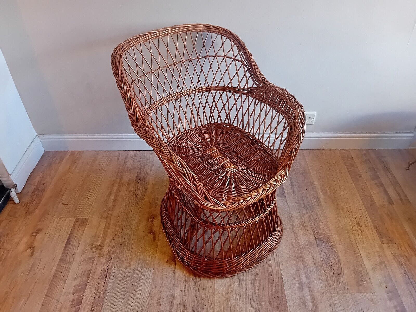 photo vinterior Super 1970's Cane/Rattan Boho Chic Mid Century Armchair/ Bucket/ Lounge Chair