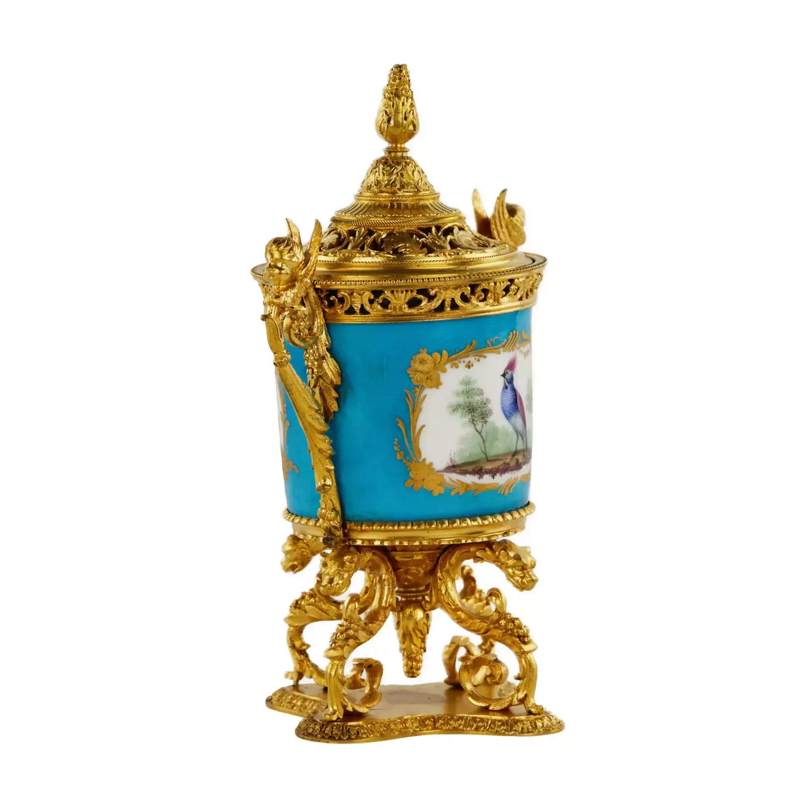 Bronze Gilded Aroma Box With Porcelain Inlay In The Sevres Style. The End Of The 19th Century photo for sale