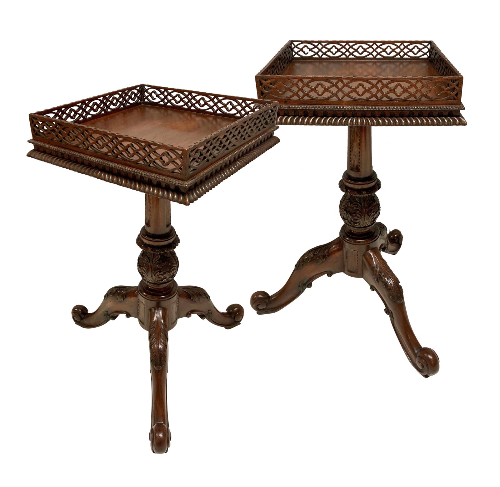 A Pair Of Fine Chippendale Style Mahogany Wine Tables