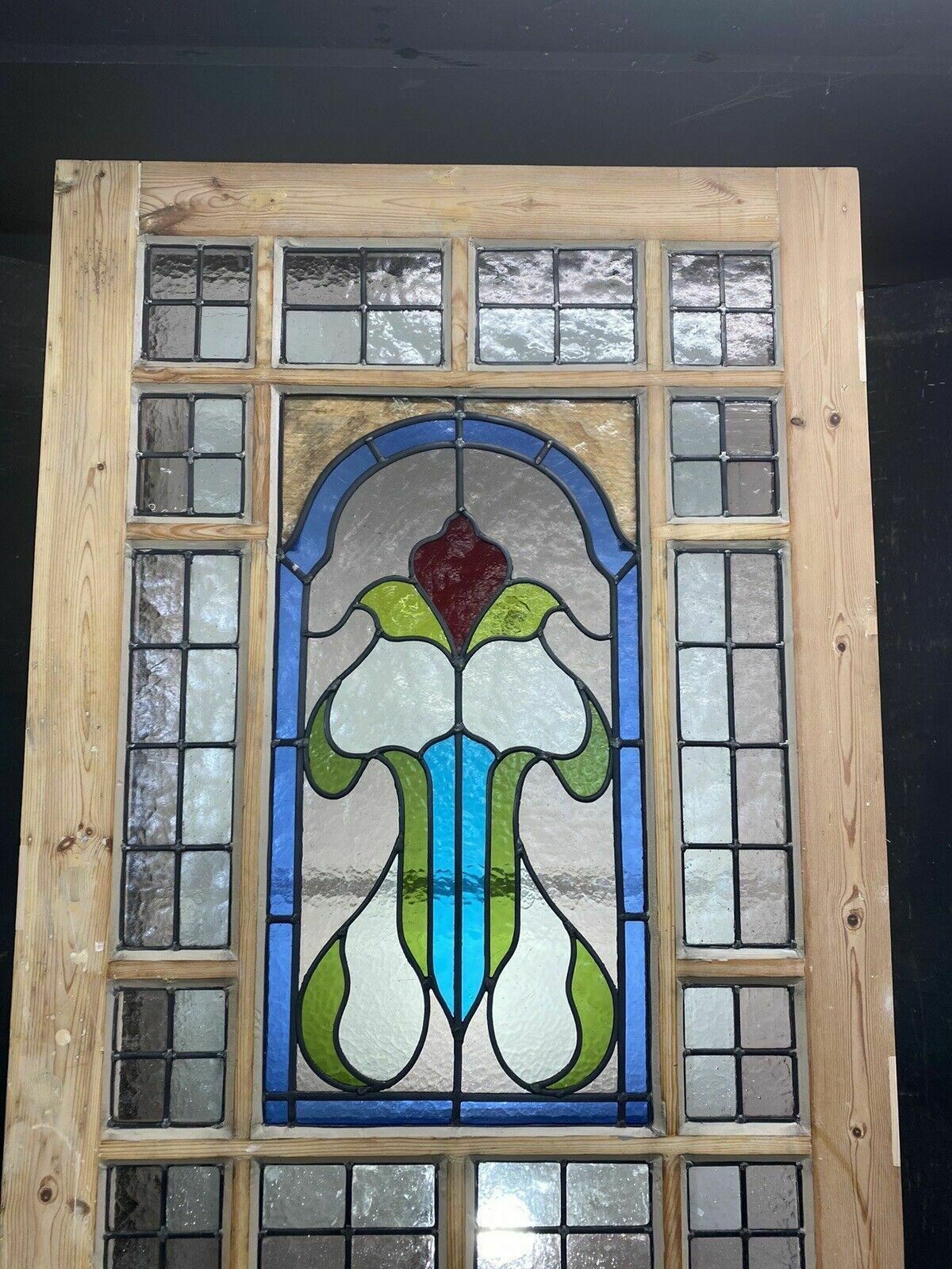 photo furniture Large Edwardian Front Door Period Stained Glass Old Reclaimed Antique Lead Wood