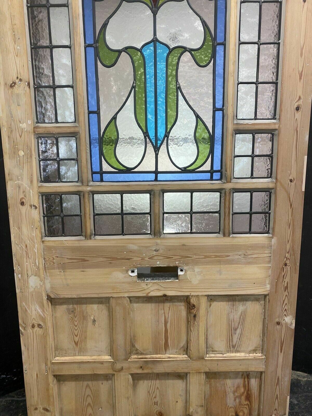 Home Fixtures Large Edwardian Front Door Period Stained Glass Old Reclaimed Antique Lead Wood photo