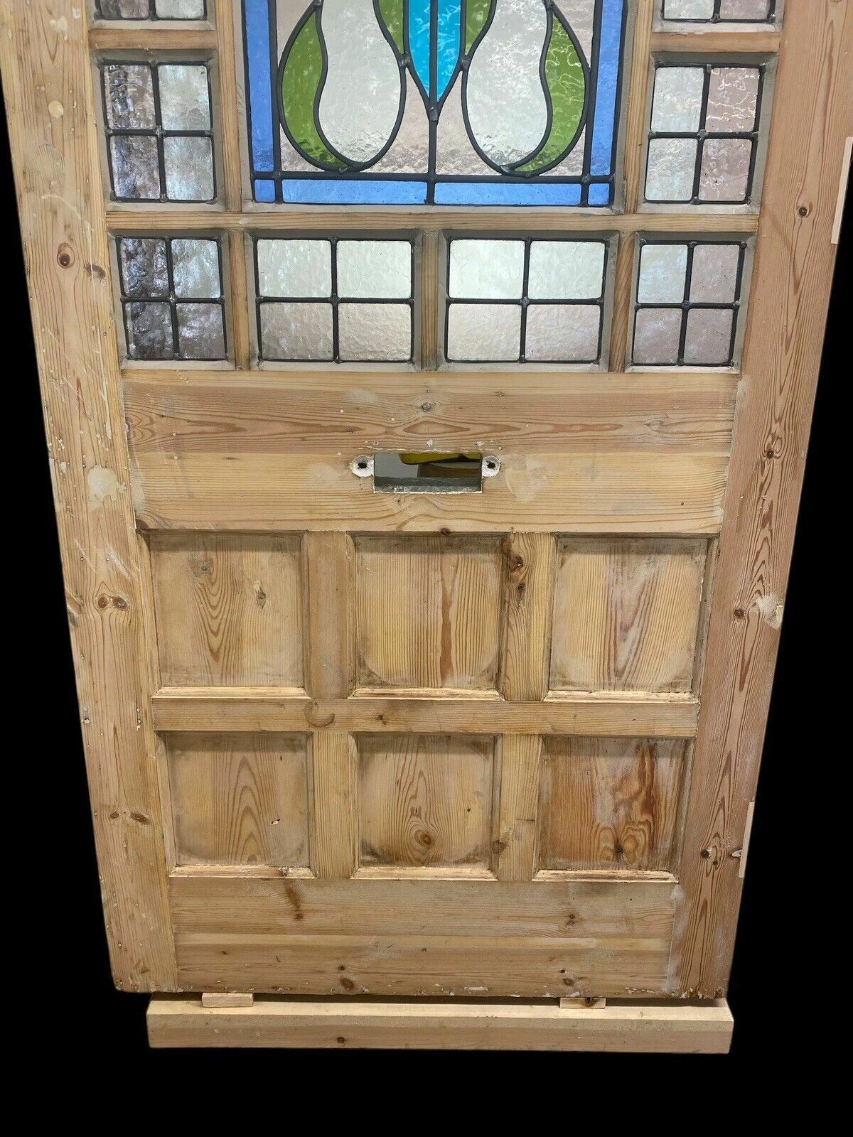 3481.0 Large Edwardian Front Door Period Stained Glass Old Reclaimed Antique Lead Wood photo