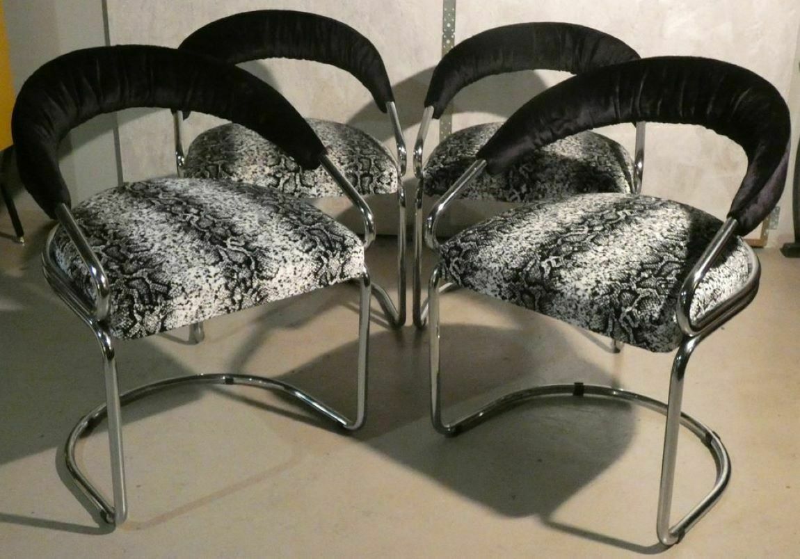 Set Of 4 Steel Chairs By Giotto Stoppino For Kartell, Italy, 1970s