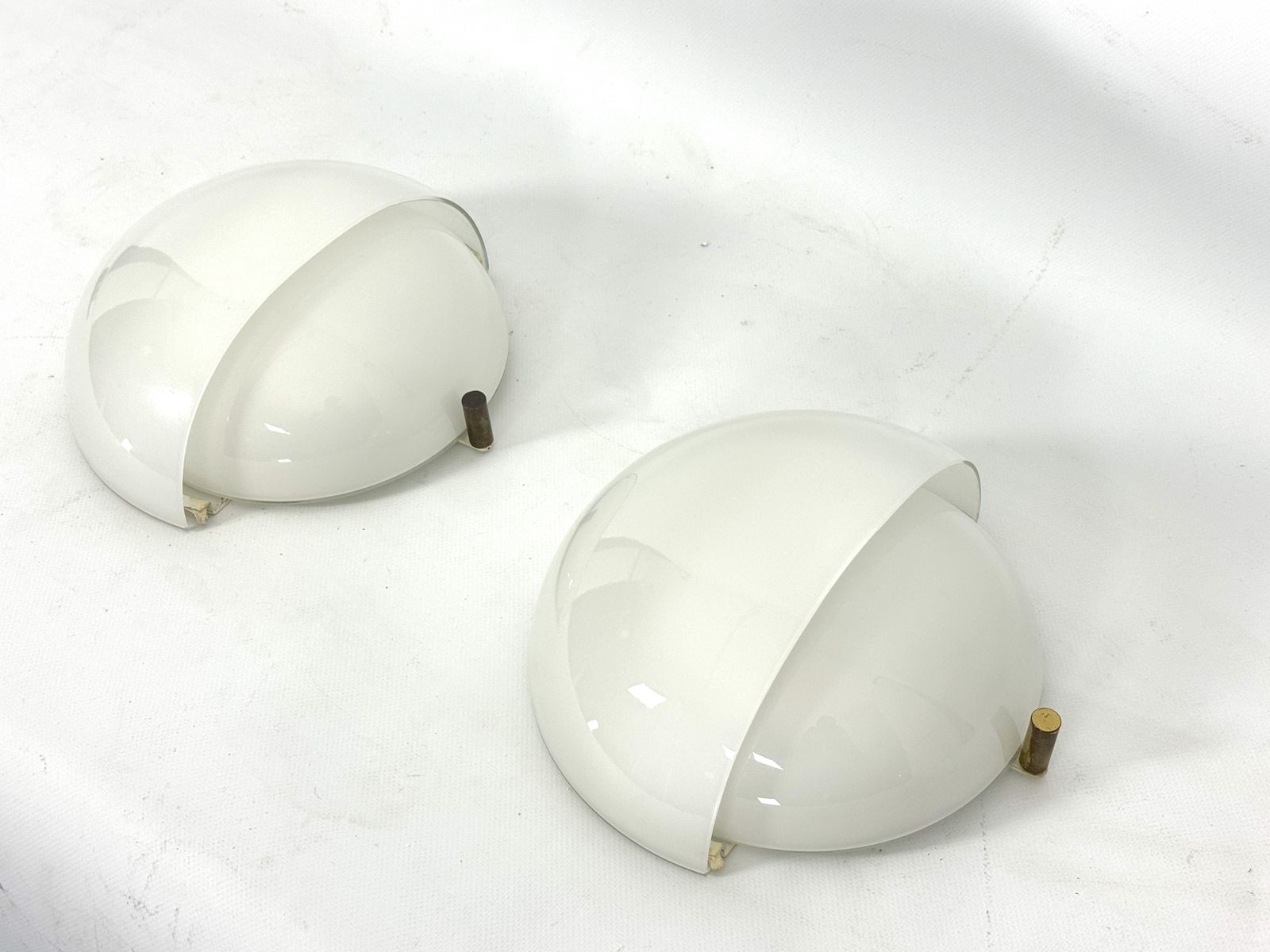 Rare Set Of Two Glass And Brass Mania Sconces By Vico Magistretti For Artemide. Italy 1960s photo buy