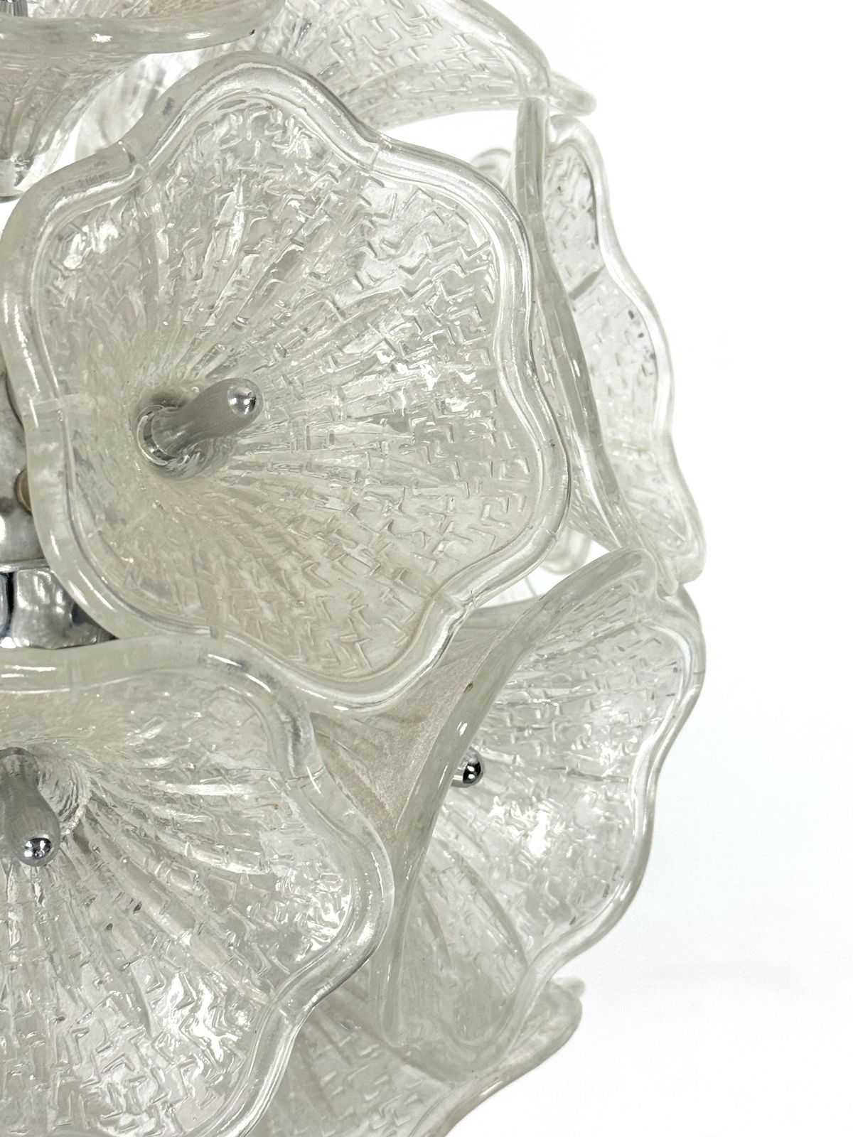 Italian Murano Flower Glass And Chrome Sputnik In Venini Style. 1970s photo buy