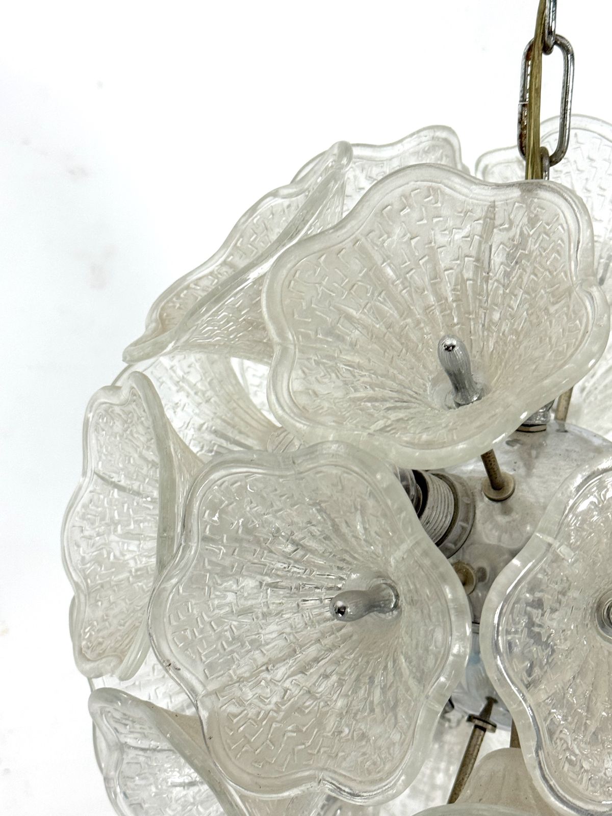 photo furniture Italian Murano Flower Glass And Chrome Sputnik In Venini Style. 1970s