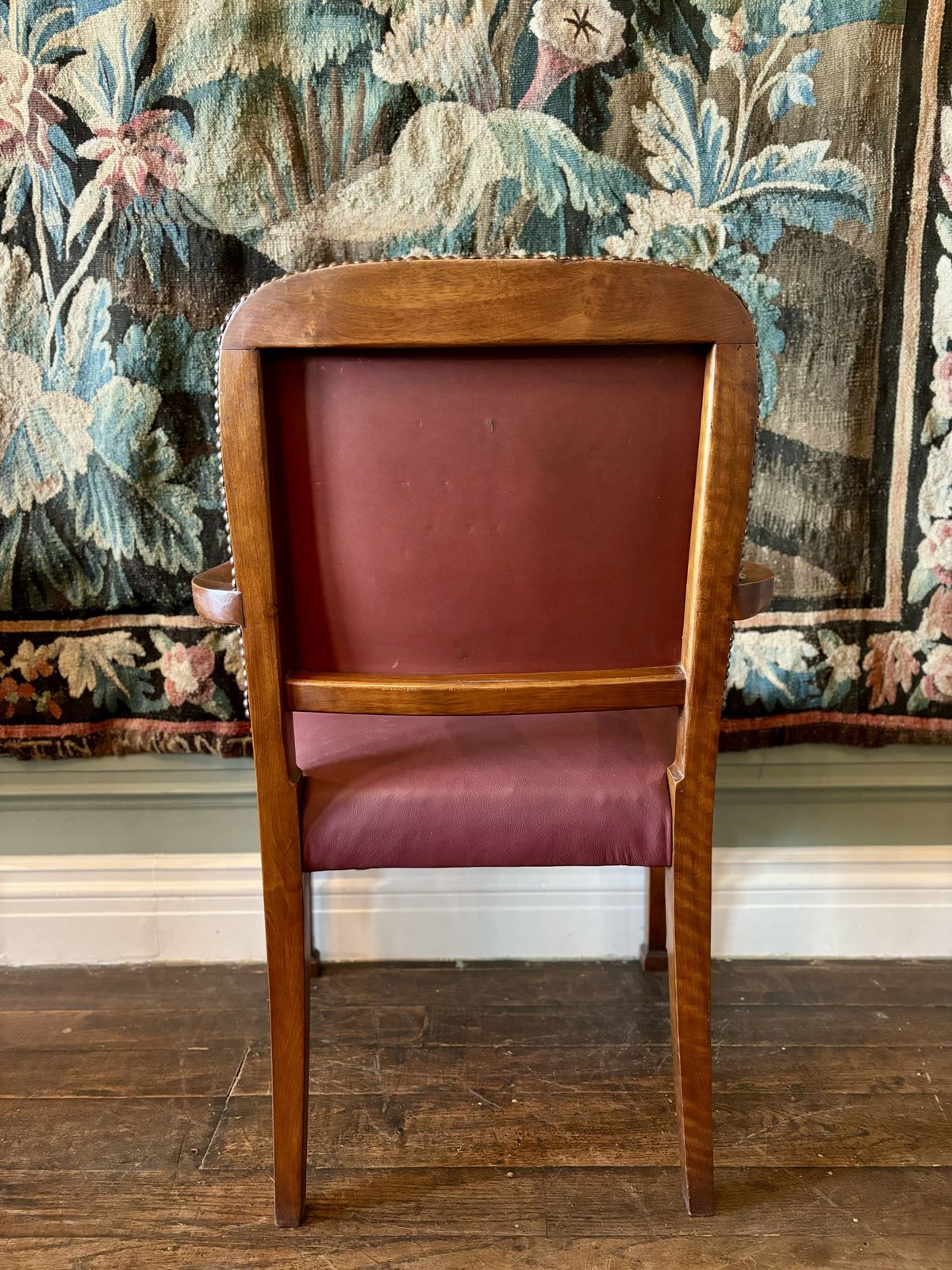 Burgundy Leather Antique Office Chair photo vintage