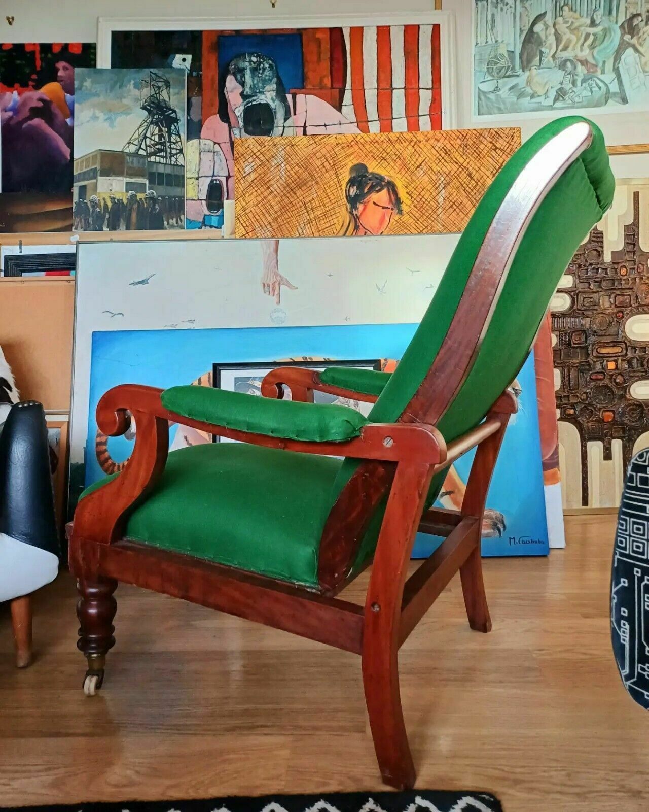 Superb William IV Walnut Reclining Library Country House Armchair Antique photo for sale