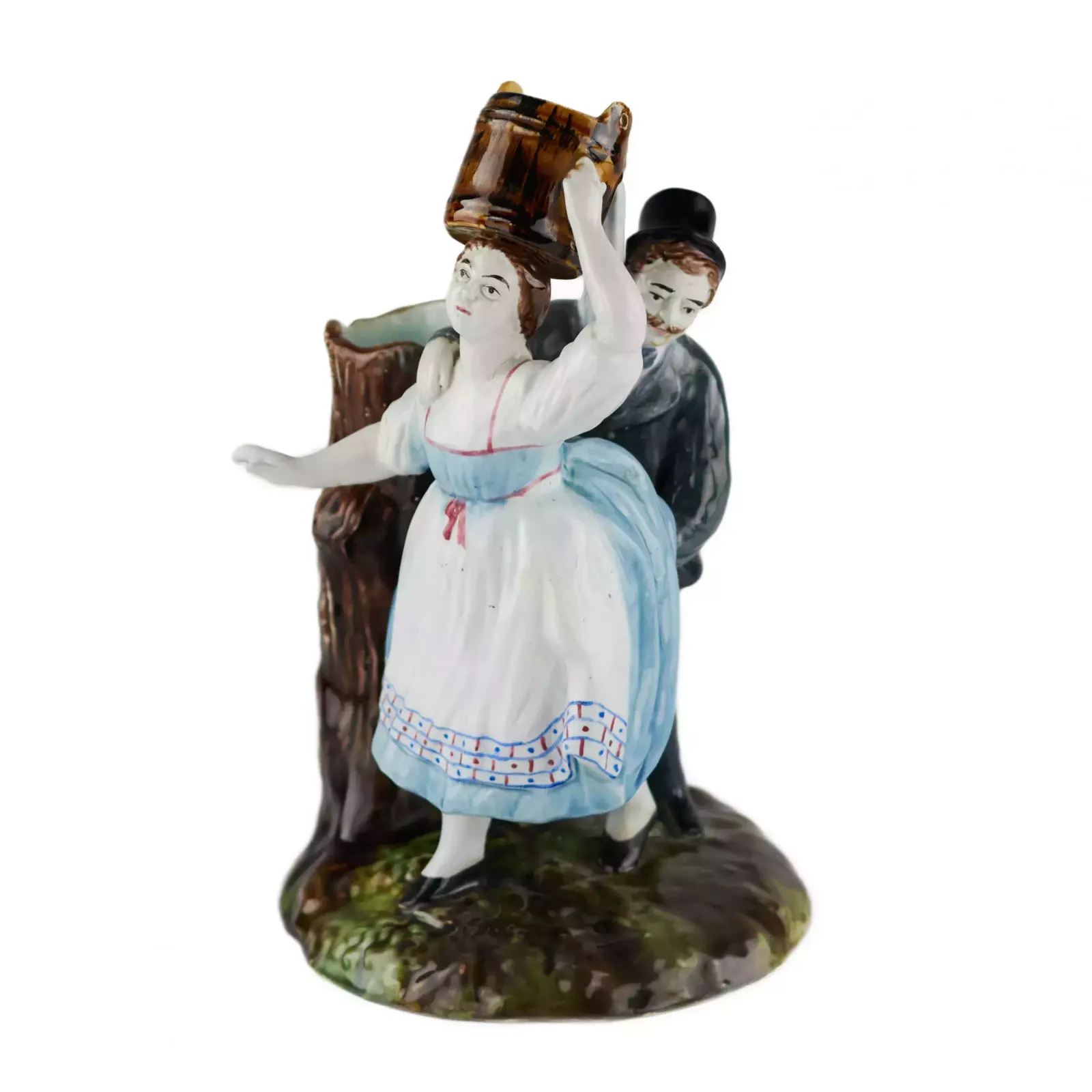 Faience Pencil Figurine The Villager And The Lord. Kuznetsov Factory In Tver. 19th Century. photo furniture