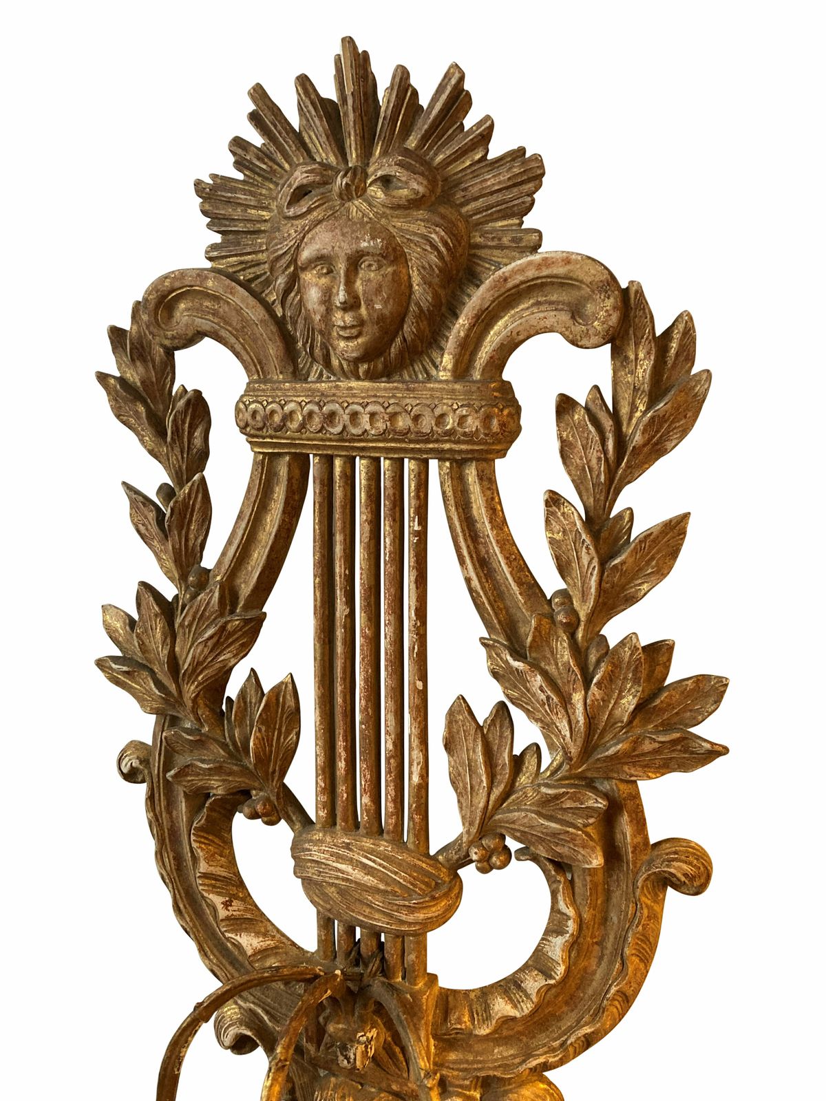 A Large Pair Of French Giltwood Lire Shaped Sconces photo vinterior
