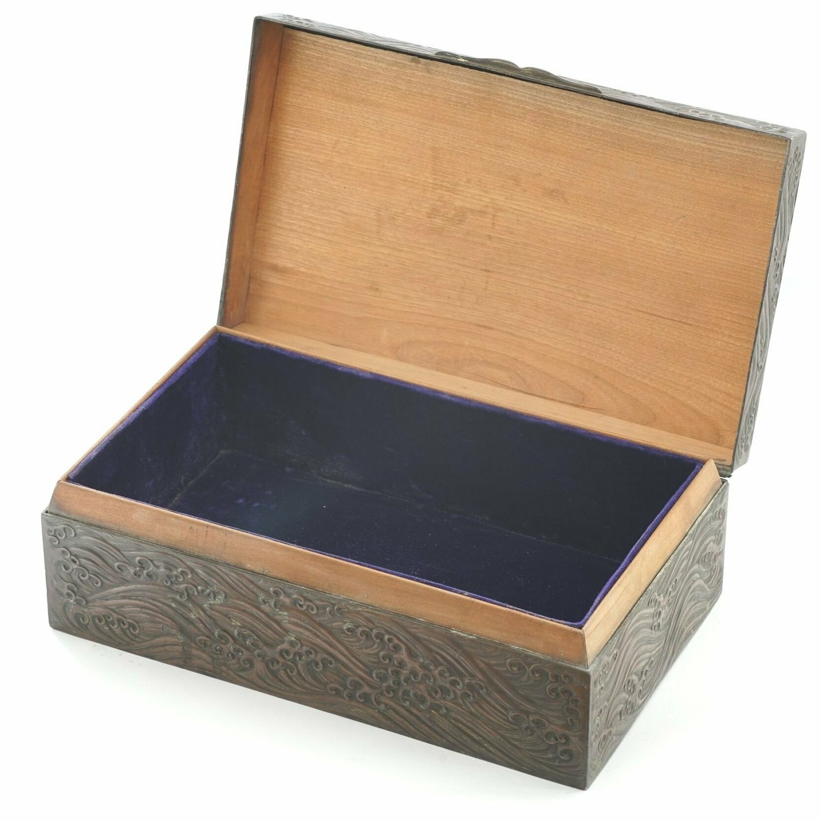 Exceptional Meiji Period Japanese Bronze Box With Dragon Motif photo 525.0
