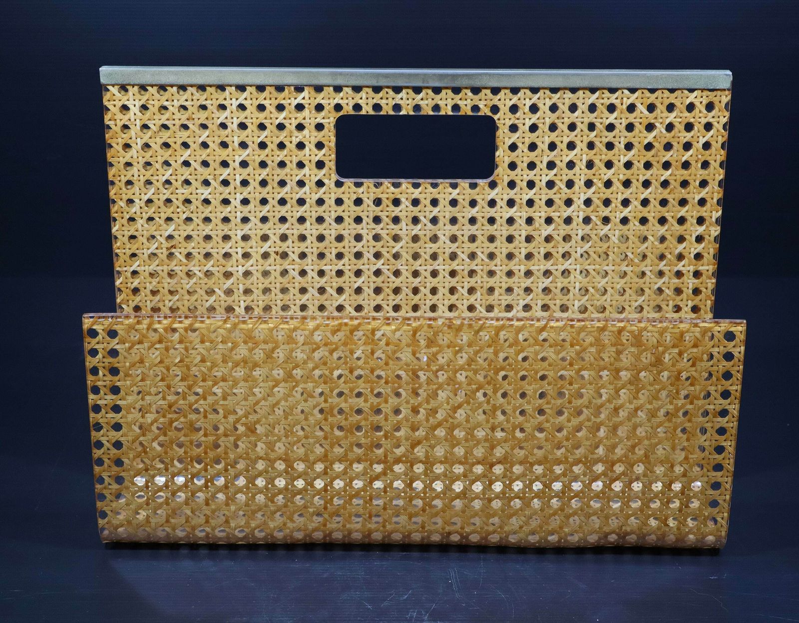 Porte-revues Christian Dior en lucite et cannage, années 1970 photo for sale