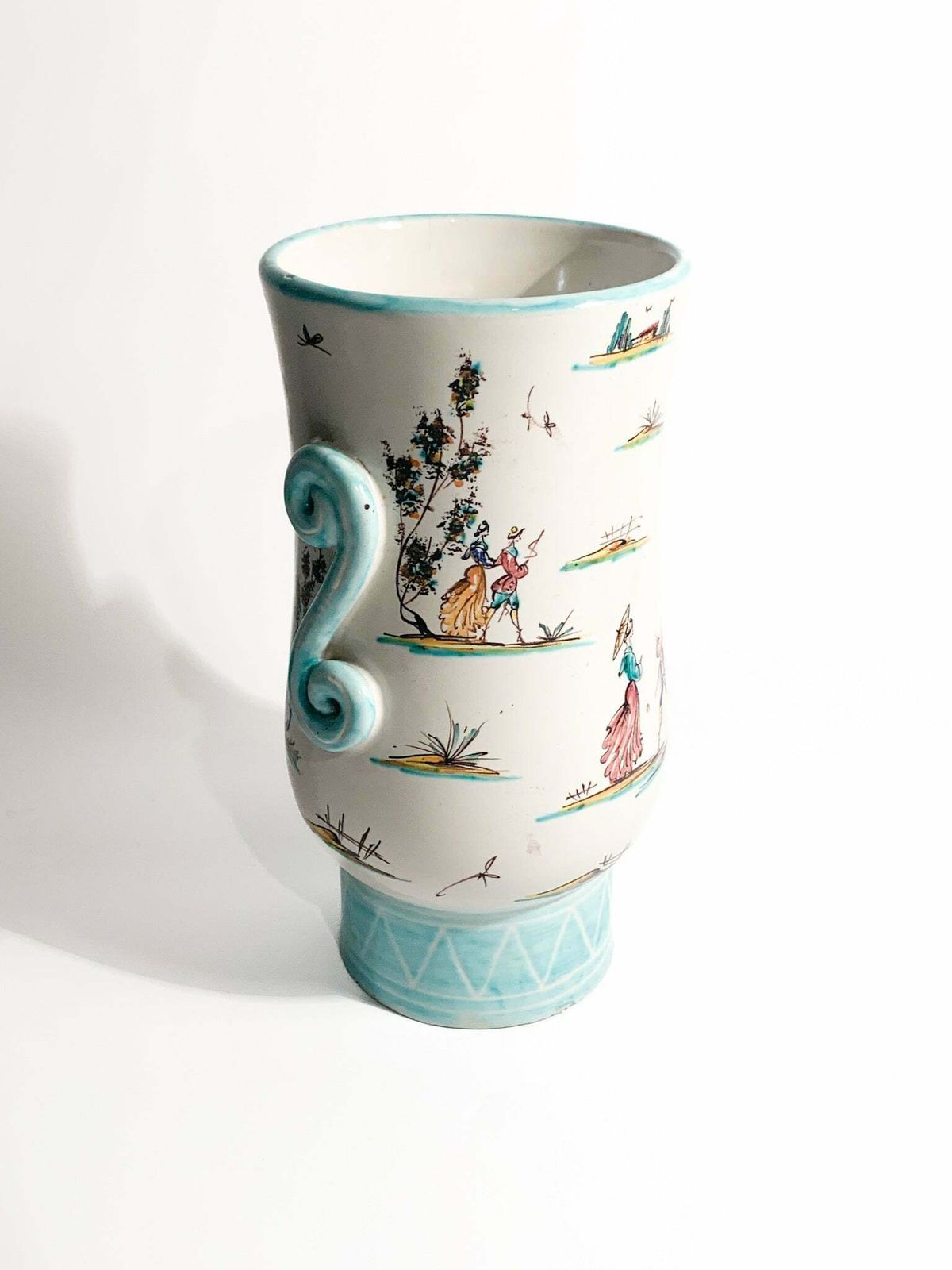 Italian Albisola Ceramic Vase Hand Painted 1930s photo 153.0