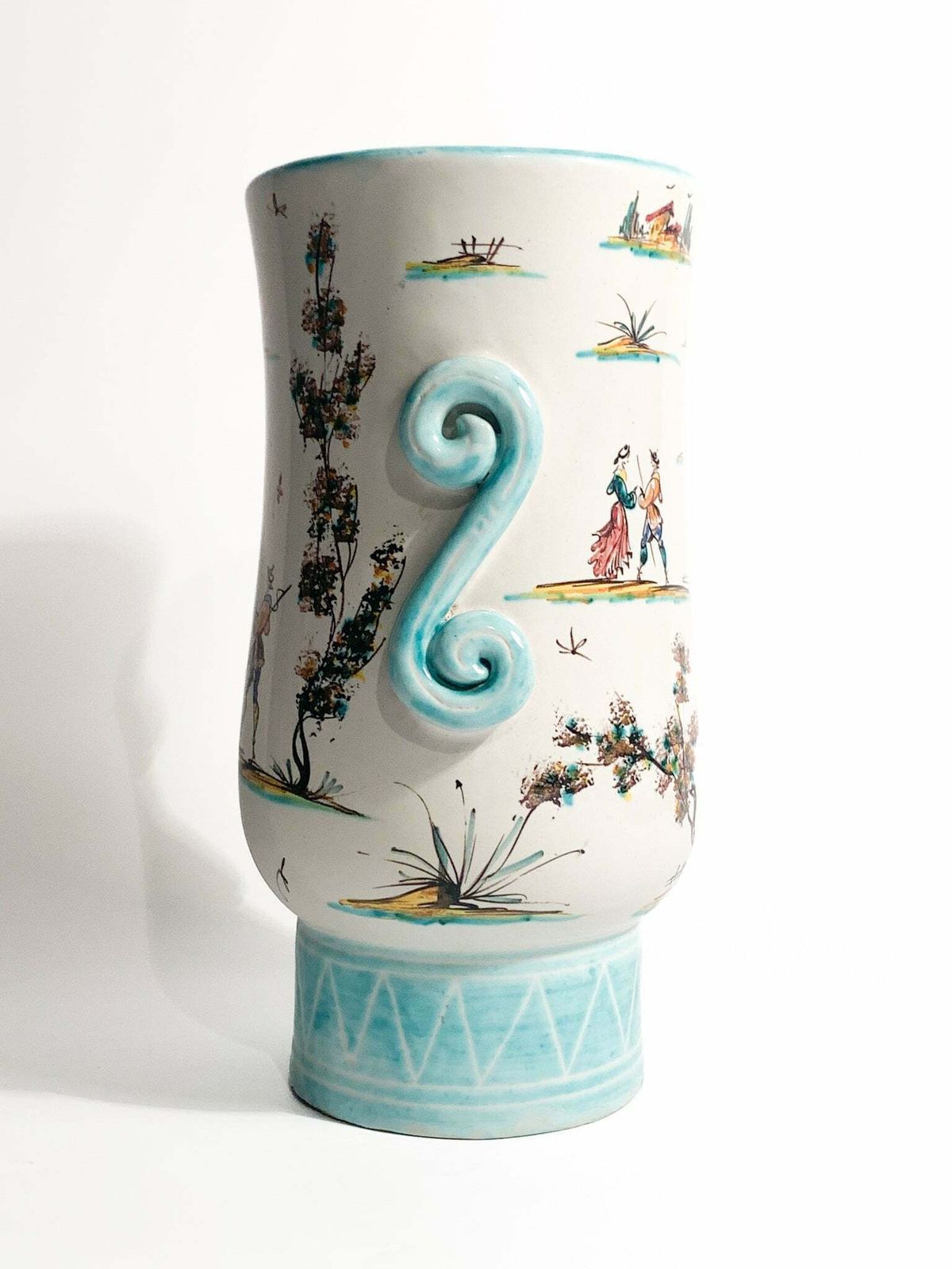 Italian Albisola Ceramic Vase Hand Painted 1930s photo vintage