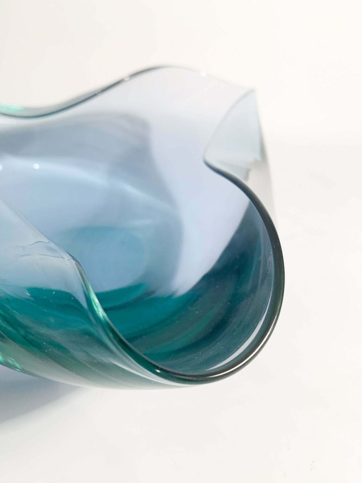 Hand Blown Blue Murano Glass Ashtray From The 1970s photo vintage