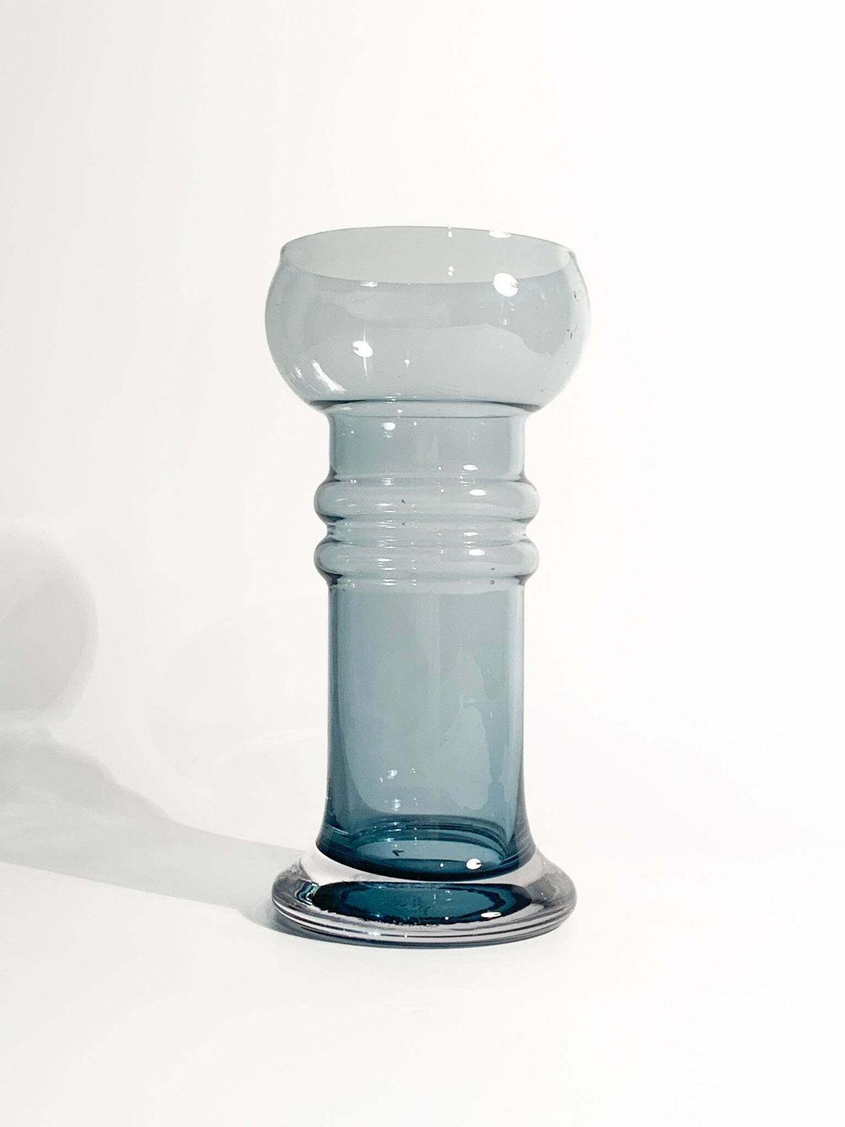 Hand Blown Swedish Blue Glass Vase In Cylindrical Shape From The 1990s photo furniture