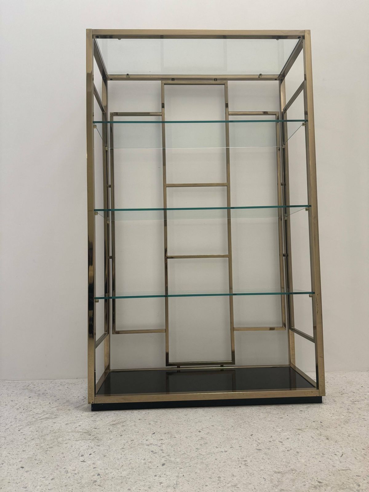 70s Golden Metal Shelf, 1970s, Vintage photo furniture