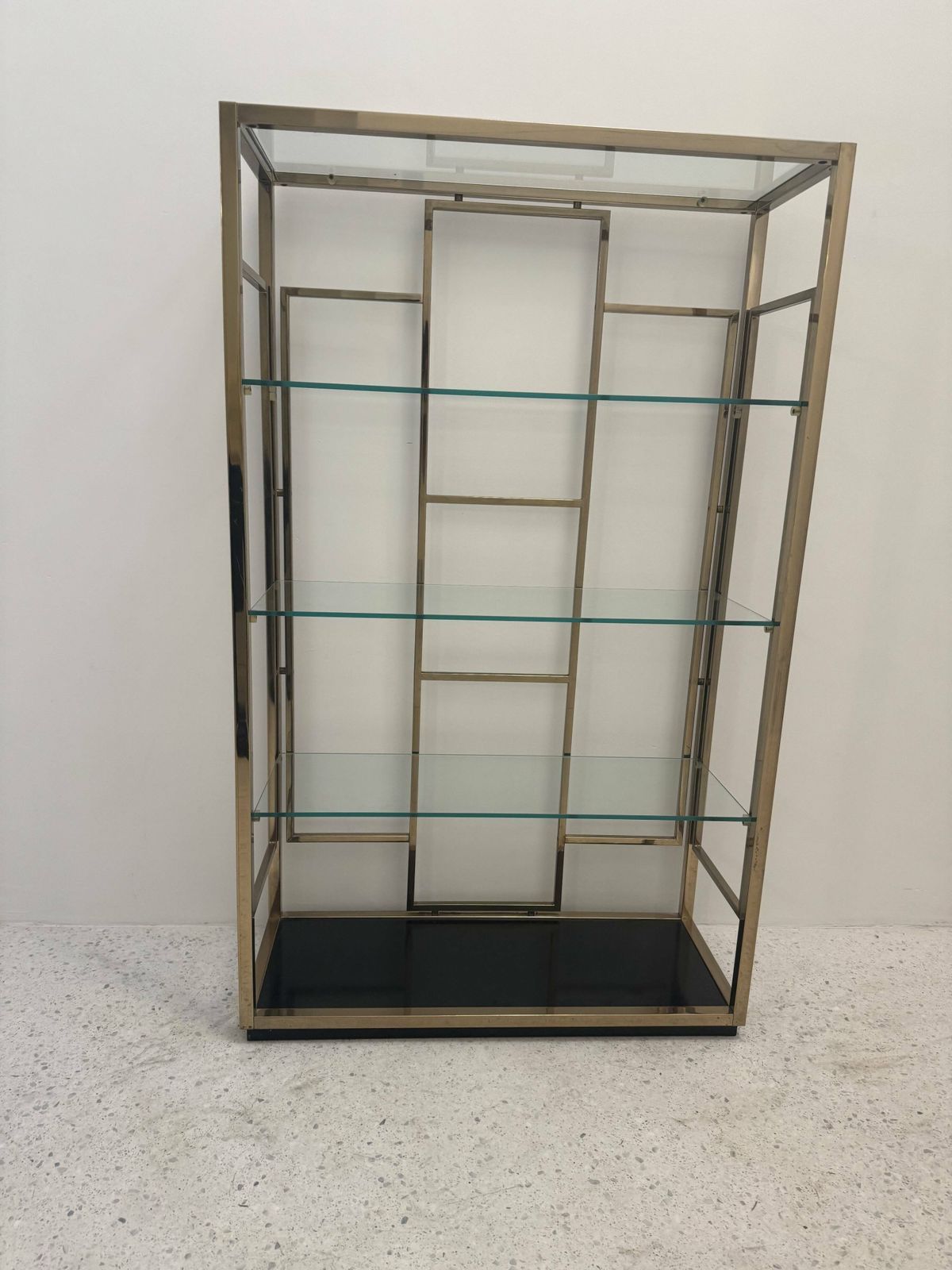 photo furniture 70s Golden Metal Shelf, 1970s, Vintage