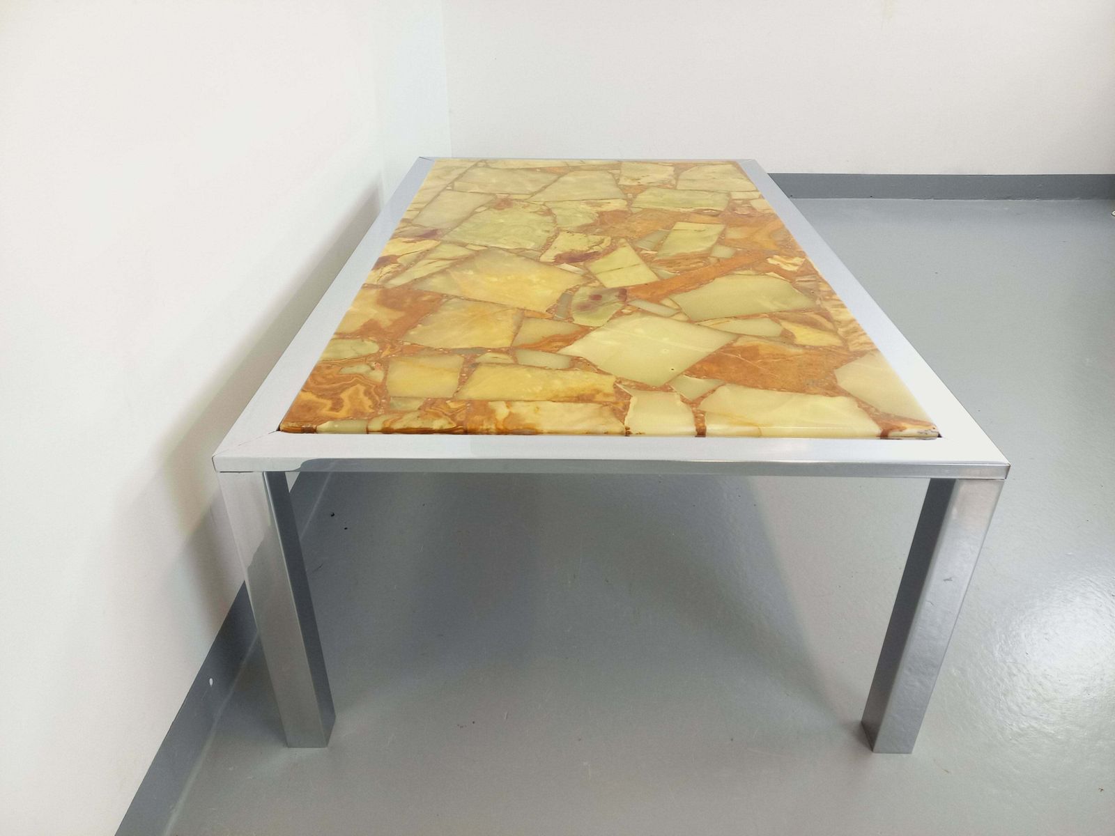 Rectangular Stone And Metal Coffee Table photo buy