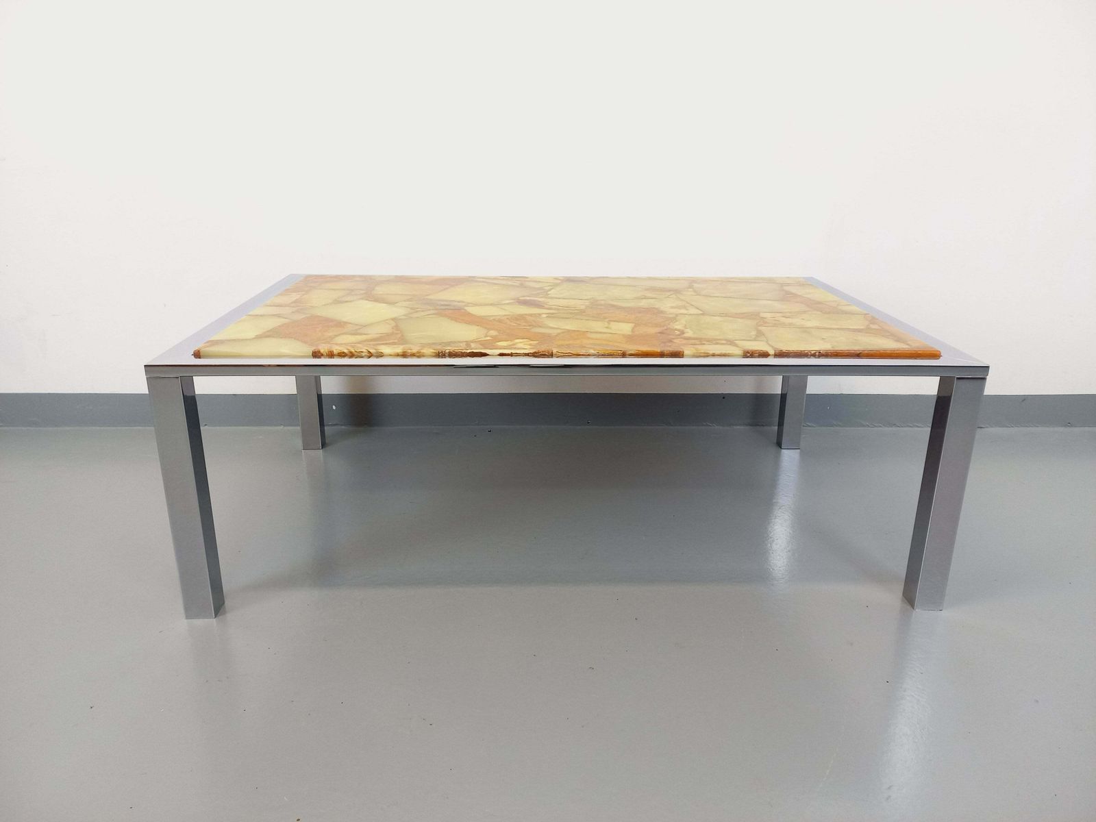 photo for sale Rectangular Stone And Metal Coffee Table