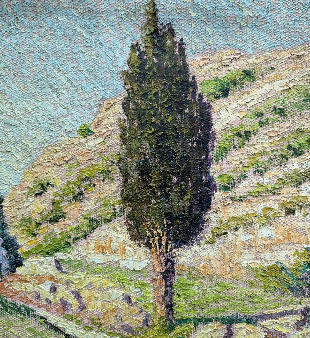 Oil On Pointillist Canvas Landscape Of Provence By Henri Grallan photo furniture
