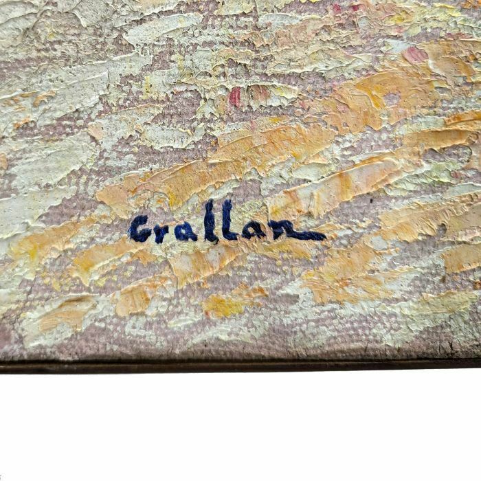 Large Oil On Marine Canvas 1900 Pointillist Signed Grallan photo buy