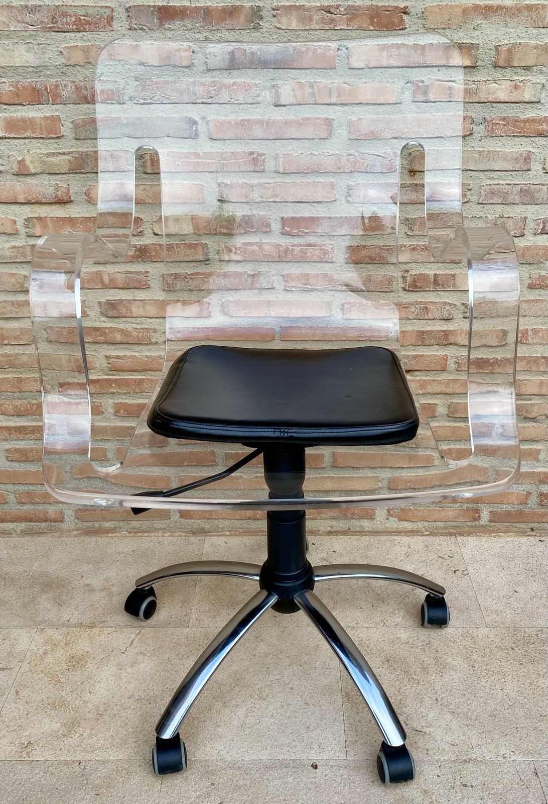Acrylic Swivel Chair With Wheels, 1960s