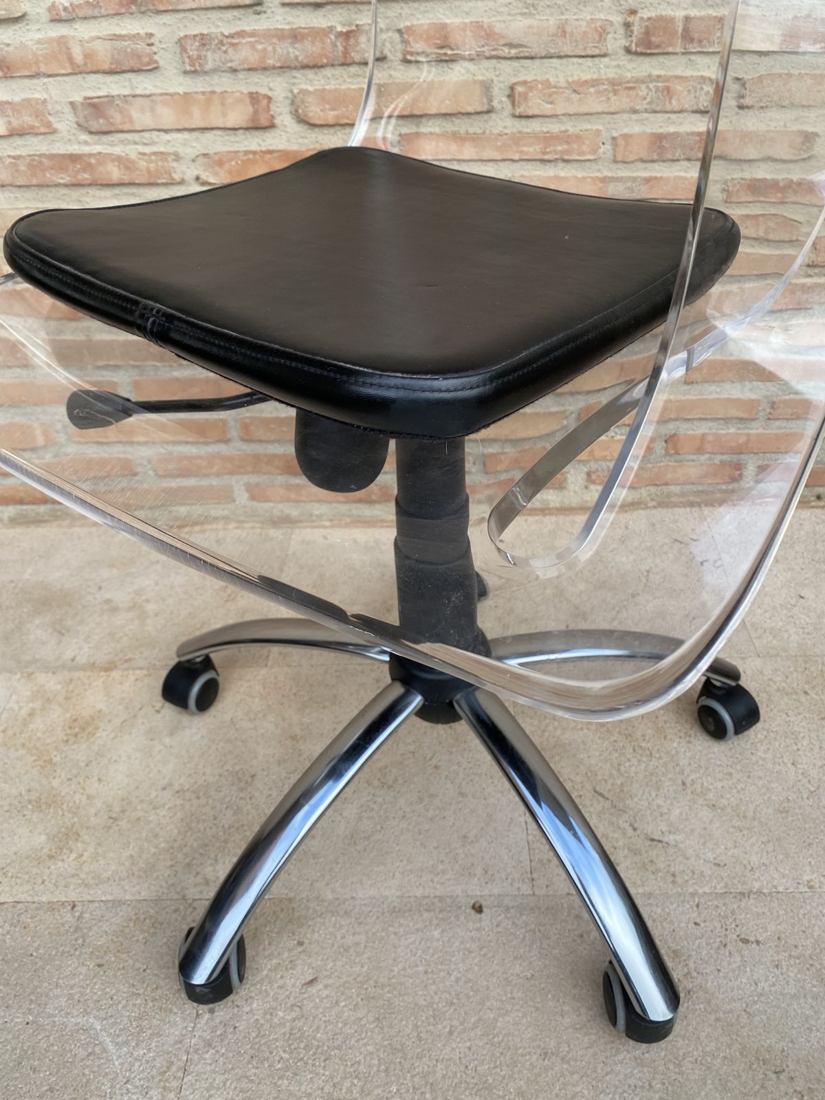 Acrylic Swivel Chair With Wheels, 1960s photo Furniture