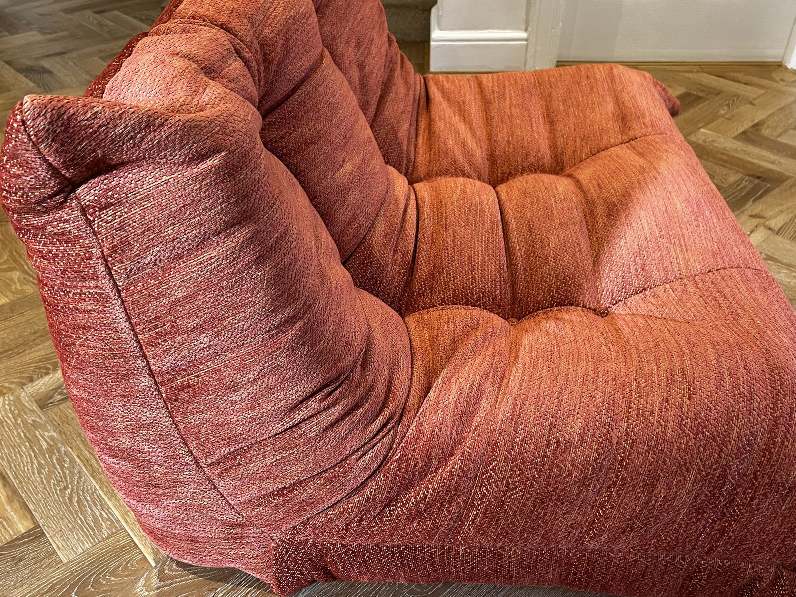 Ligne Roset By Michel Ducaroy Togo 2 Seat Sofa In "Cinnamon".  Similar To Alcantara Goya Red.  Rrp £3,254 New; Selling Used But Newly Recovered For £1,699