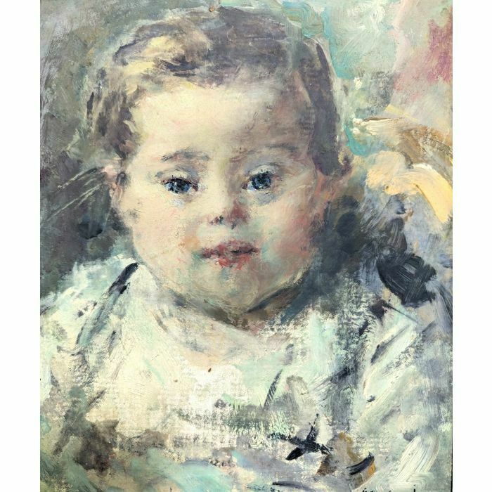 Oil On Panel With Portrait Of Baby Louis édouard Garrido photo furniture