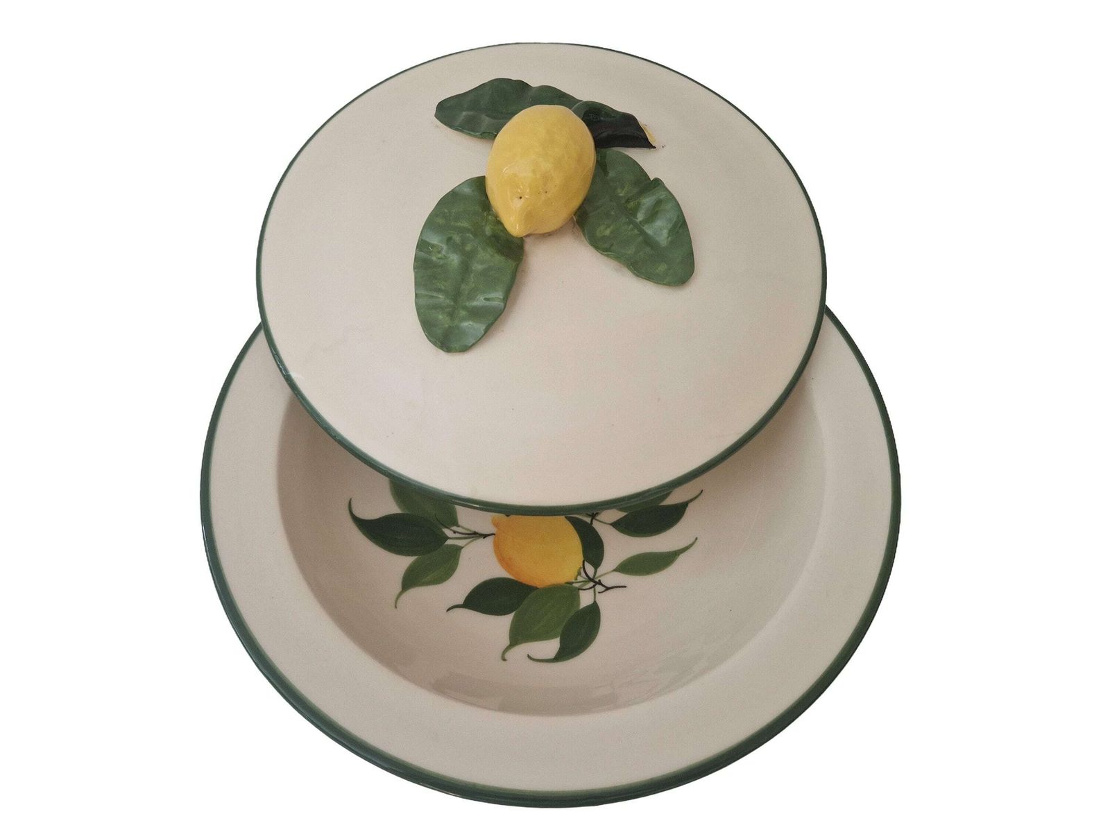 photo furniture Mid Century Menton Lemon Soup Tureen By Perret Gentil, French Majolica Casserole Dish, Trompe L'oeil Kitchen Decor