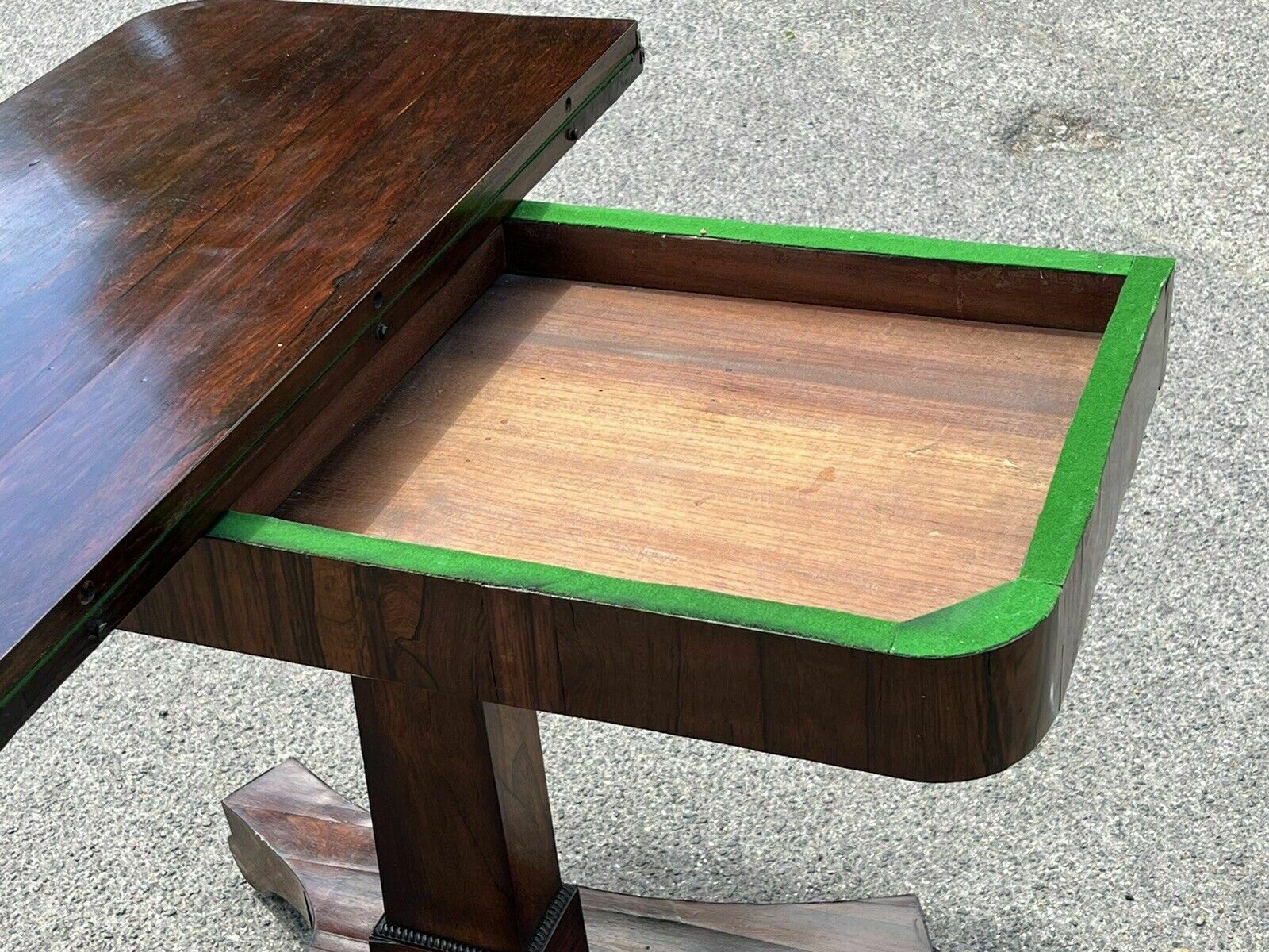 Antique Rosewood Games Table With Fold Over Lid & Card Playing Area photo 658.0