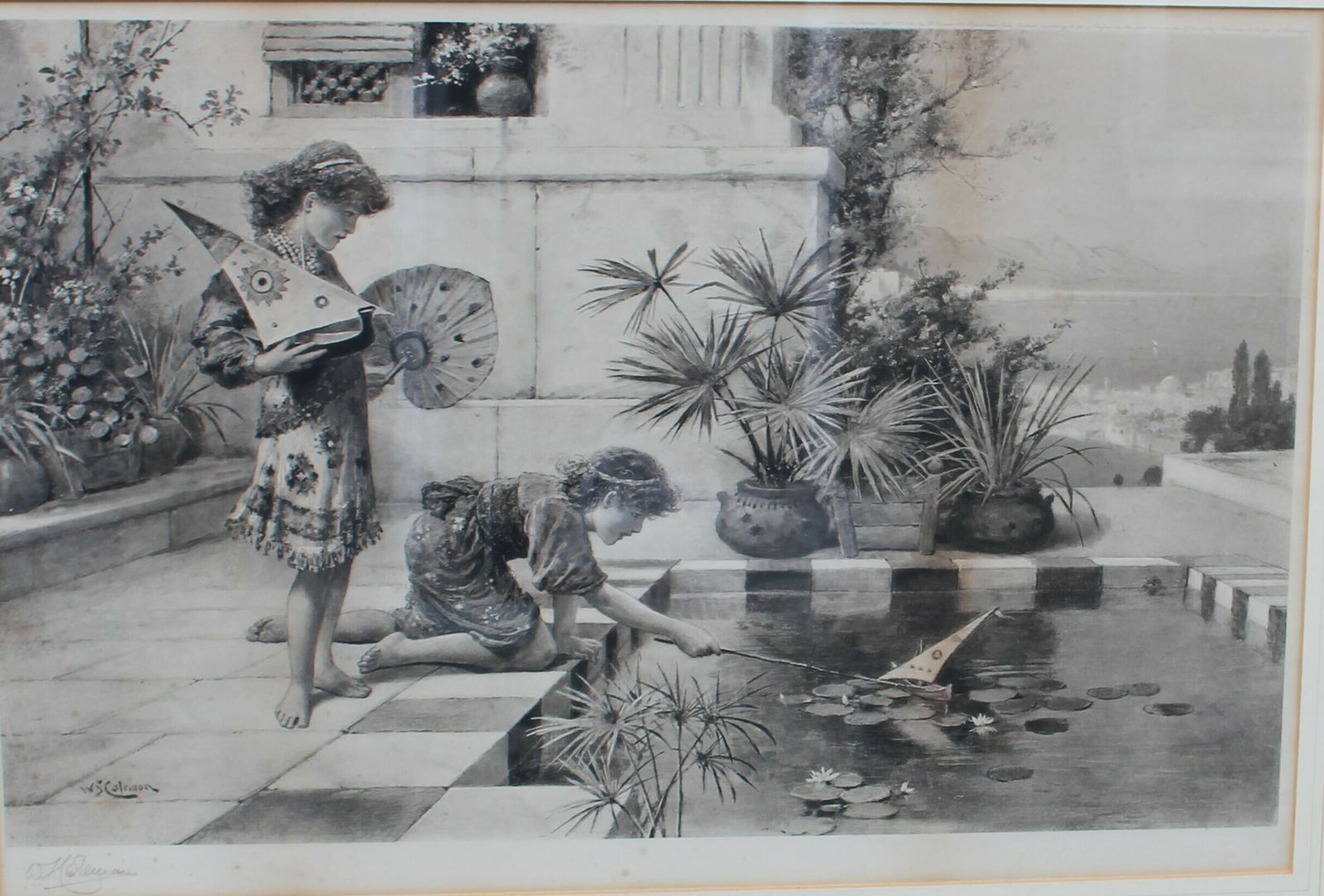 'Children At Play" By William Stephen Coleman Framed Print Signed By The Artist photo furniture
