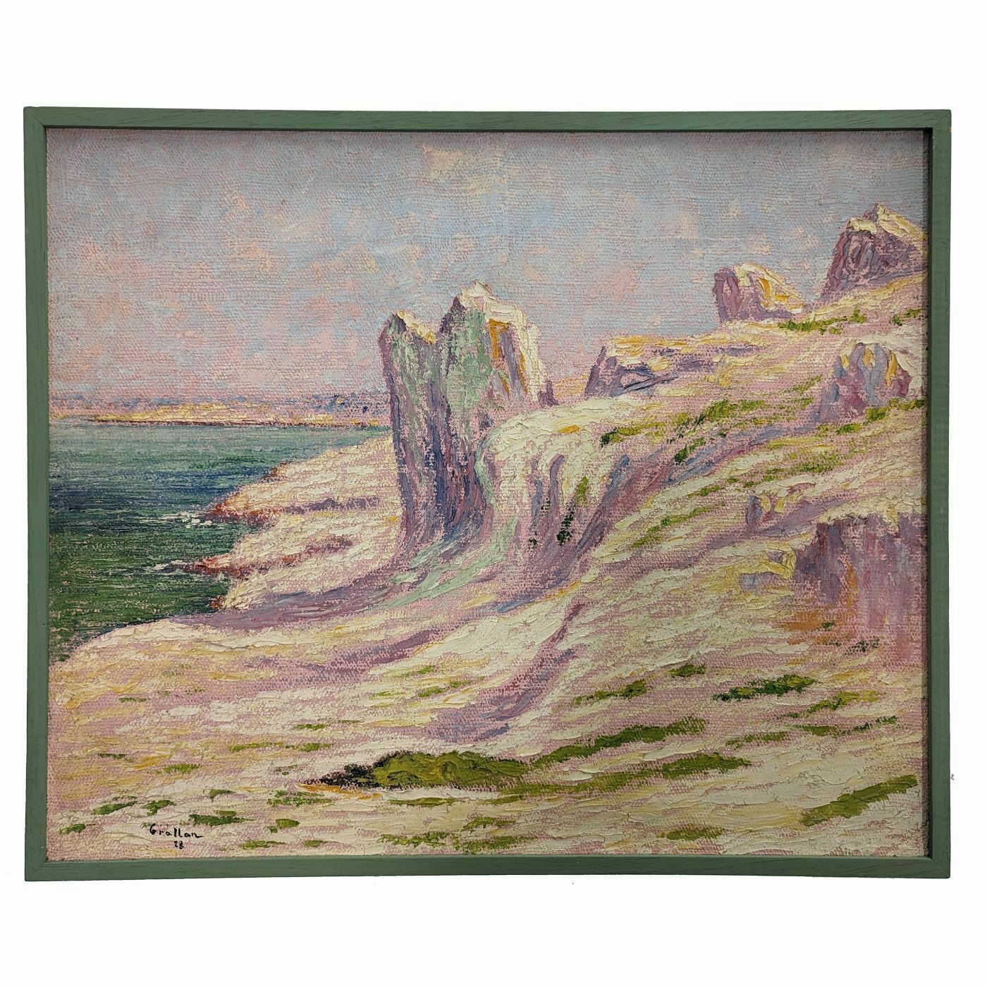 Oil On Marine Pointillist Canvas By Henri Grallan