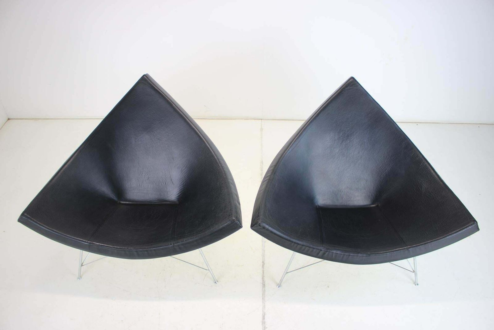photo for sale Set Of Two Leather Original George Nelson Coconut Chairs, Vitra