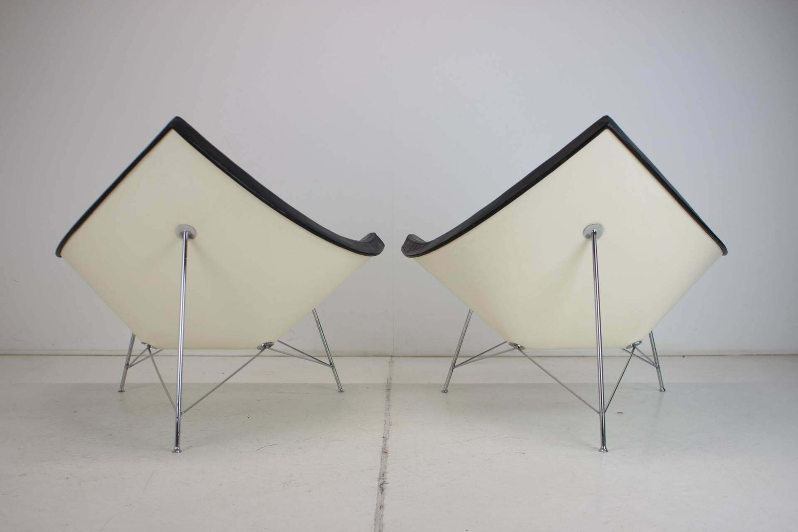 photo buy Set Of Two Leather Original George Nelson Coconut Chairs, Vitra