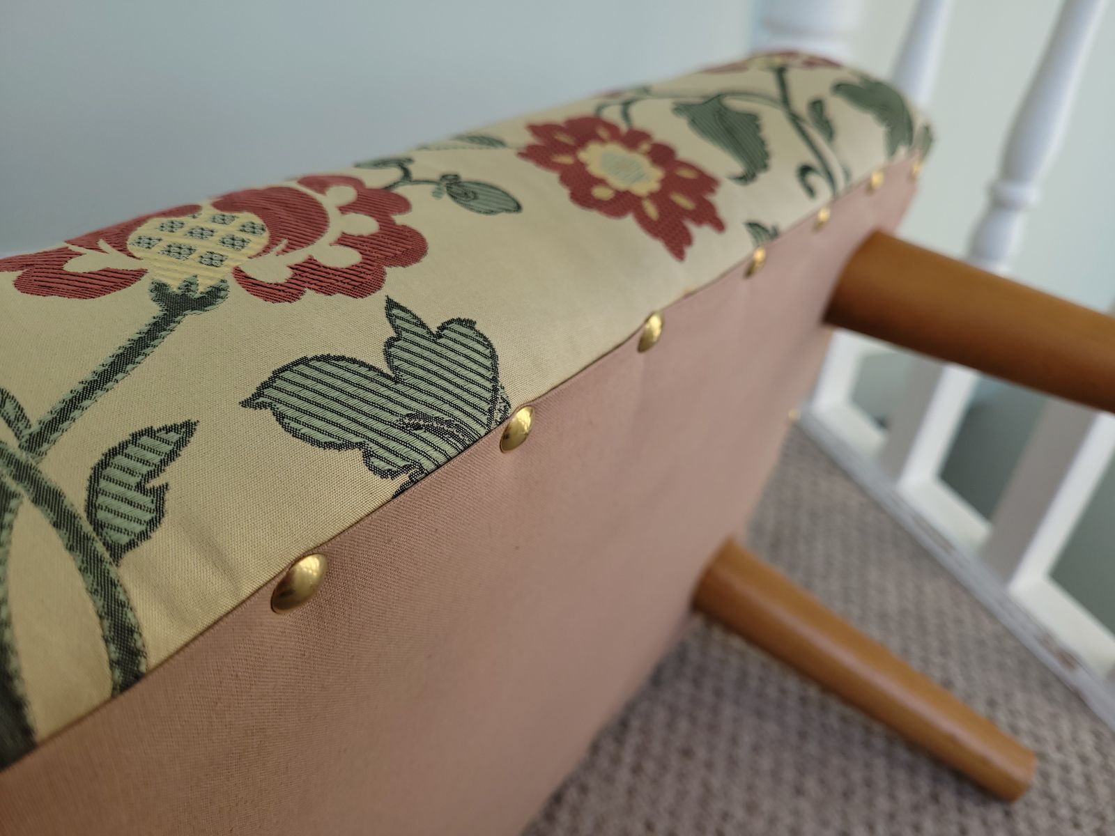 Silk Floral Foostool Wooden Feet photo buy