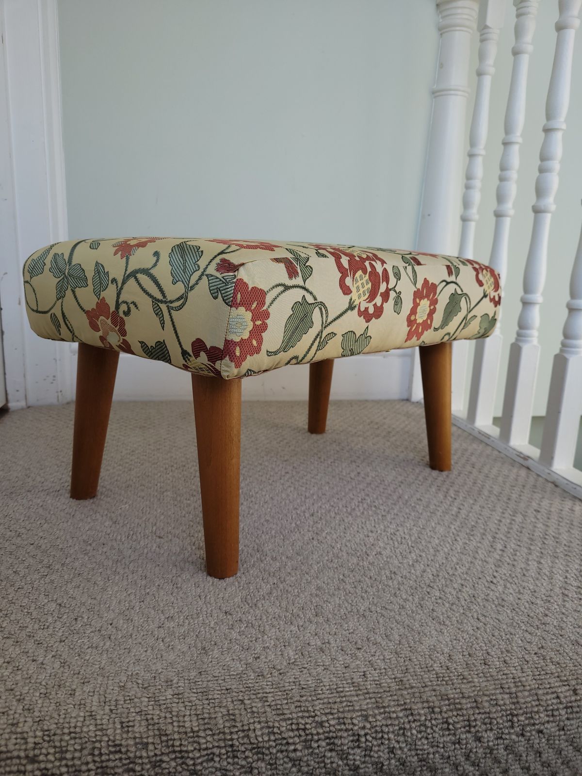 photo for sale Silk Floral Foostool Wooden Feet