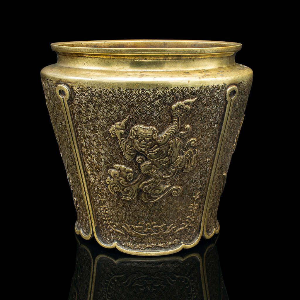 Antique Decorative Planter, Chinese, Bronze, Jardiniere, Qing Dynasty, Victorian photo for sale