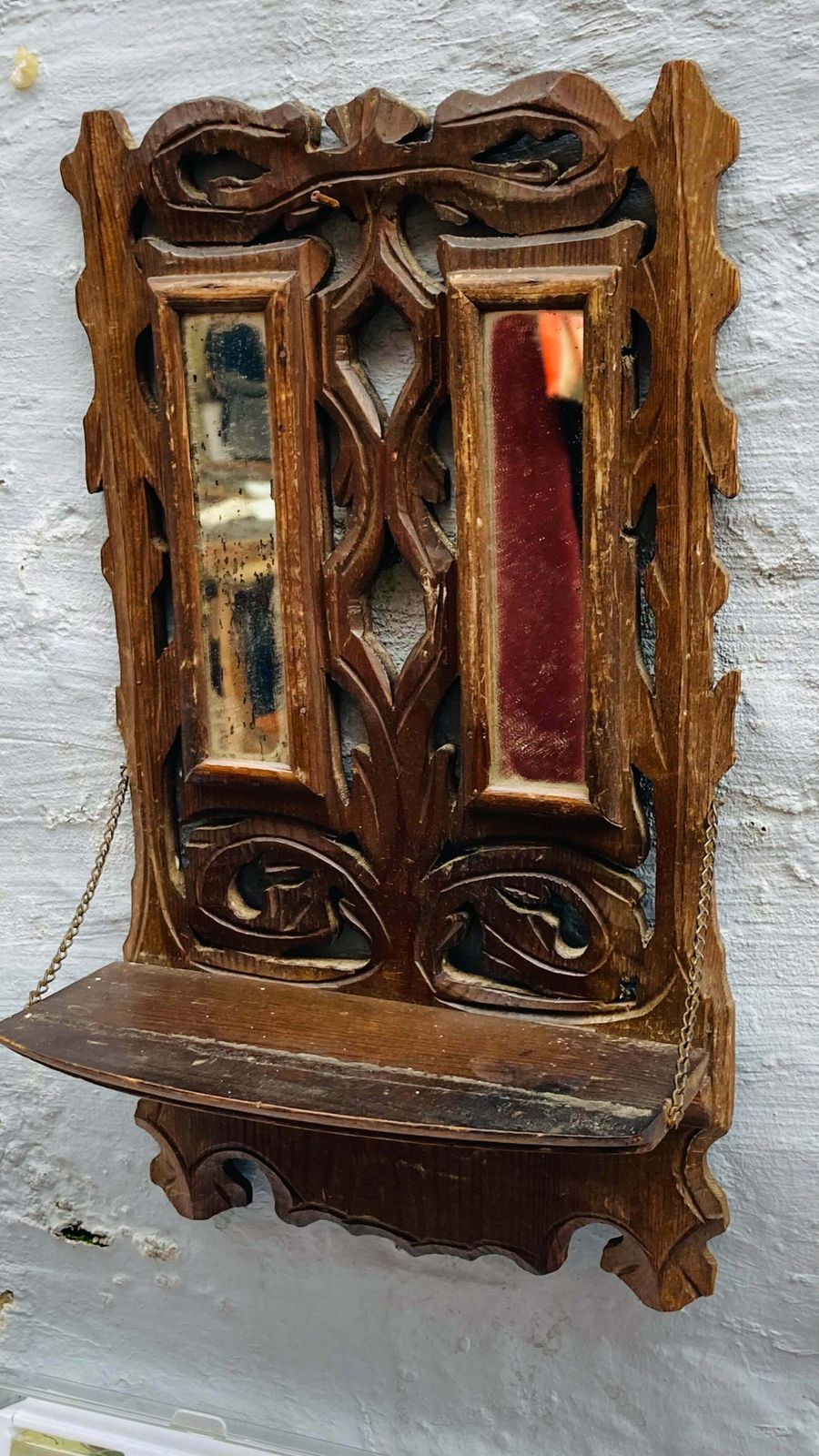 Small Antique Hand Carved Mirrored Display Shelf photo 110.0