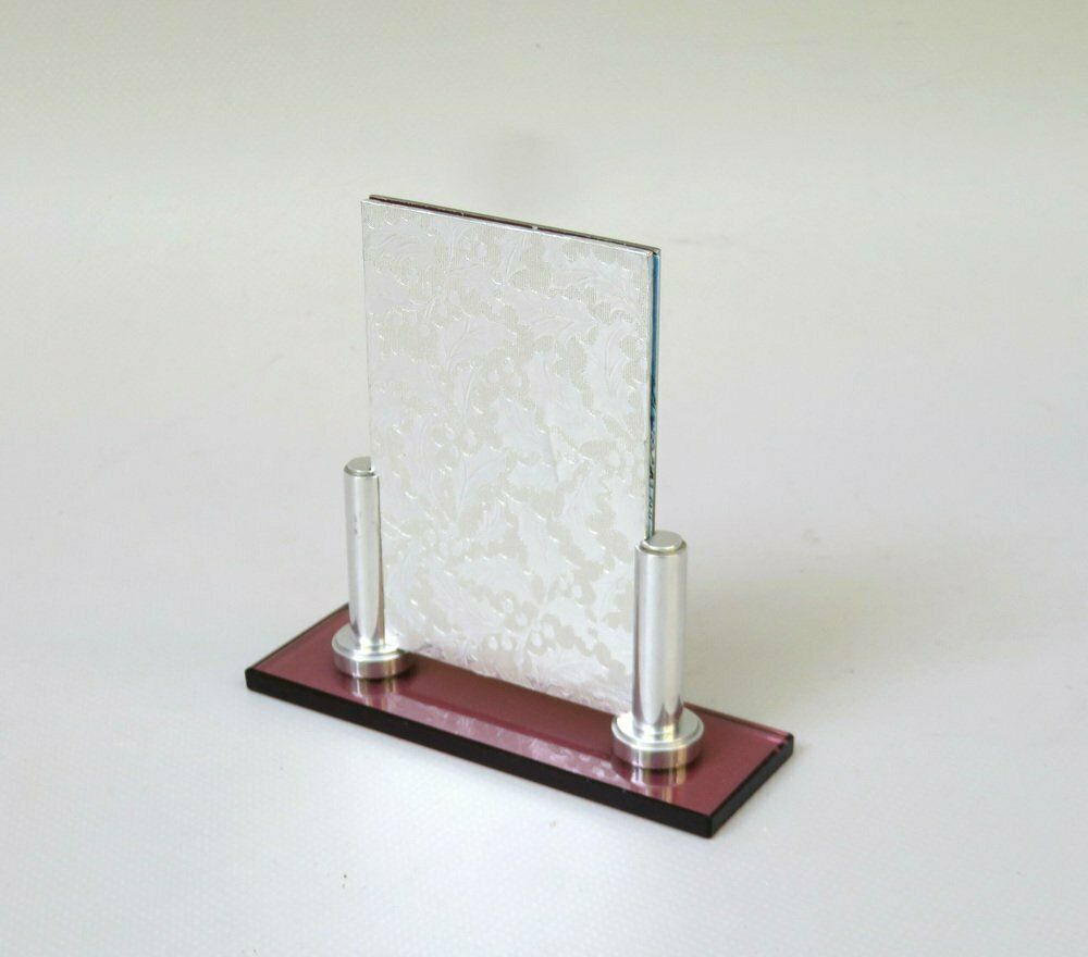 Art Deco Picture Frame In Rose Glass & Aluminum, 1920s photo Home Decor