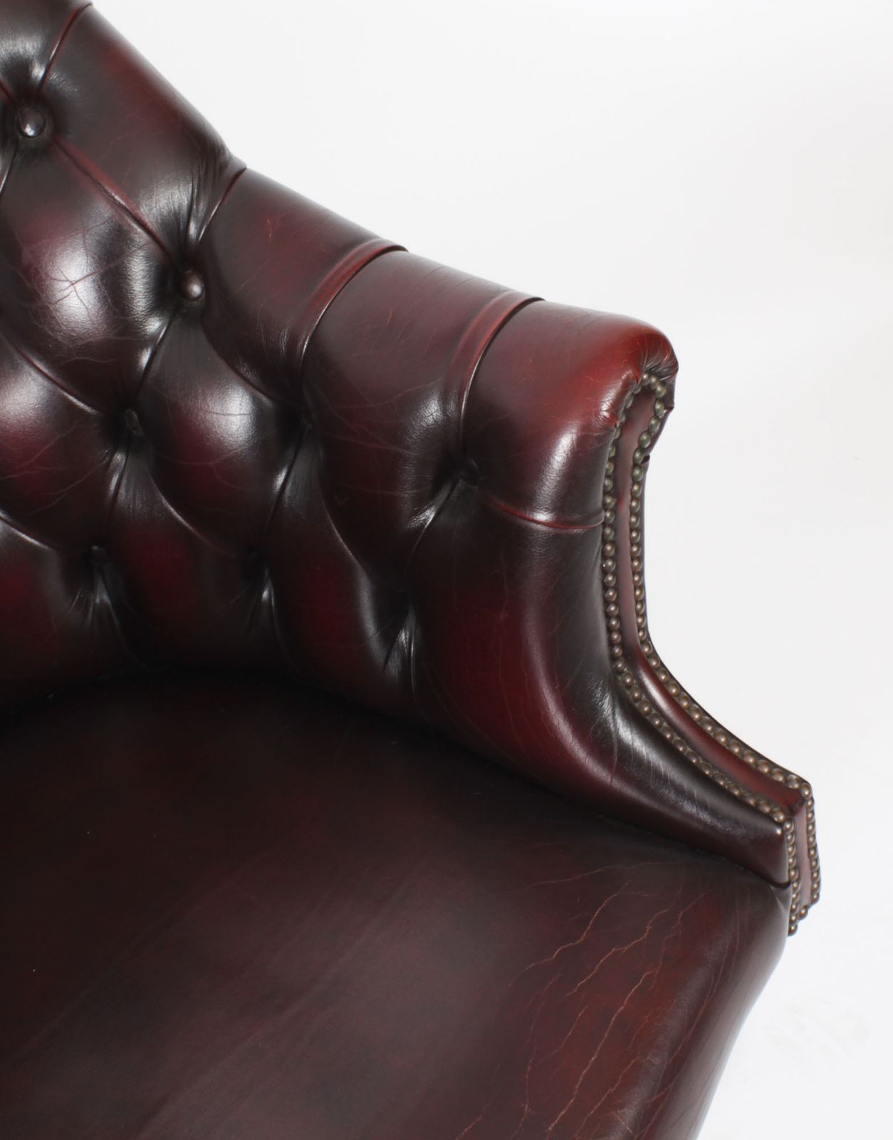 Vintage English Hand Made Leather Directors Office Chair 20th C photo 1150.0