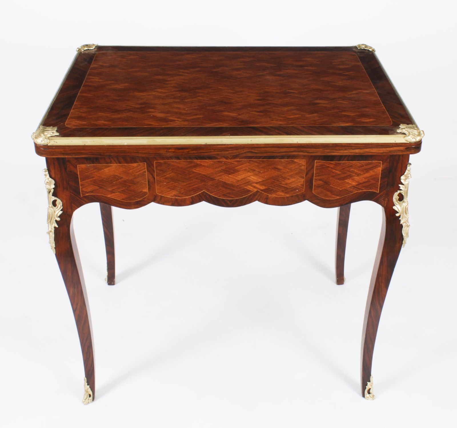 Antique French Burr Walnut Parquetry Card  Backgammon Table  19th Century photo for sale