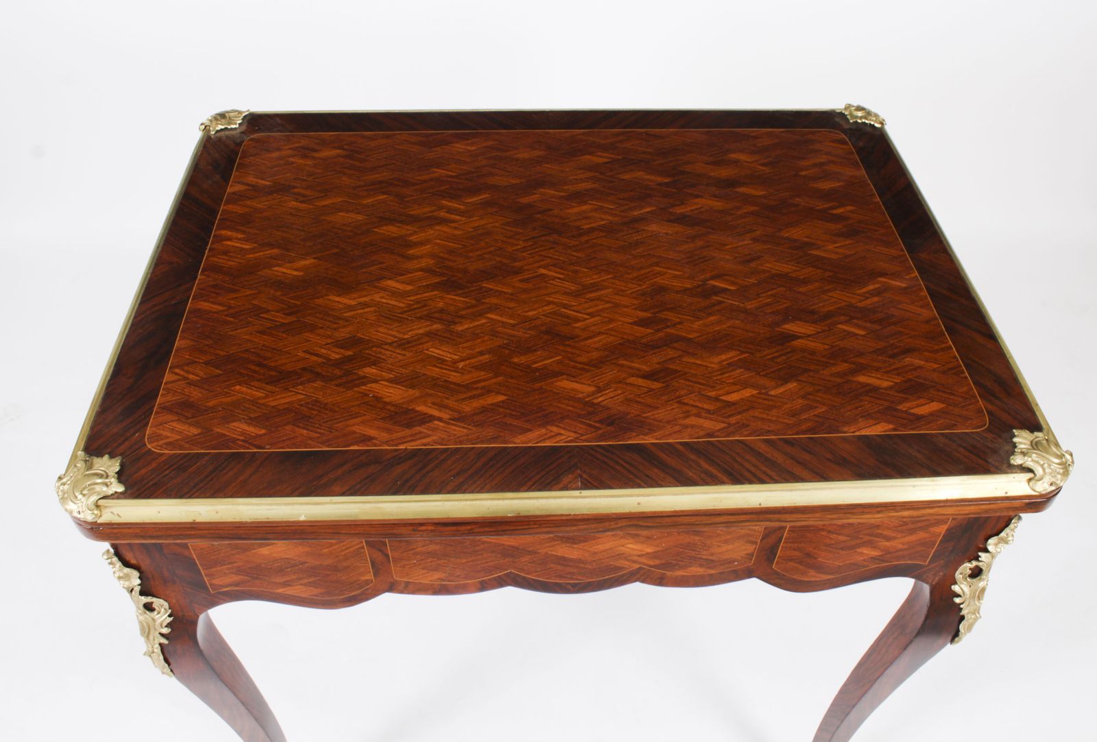 Antique French Burr Walnut Parquetry Card  Backgammon Table  19th Century photo Furniture