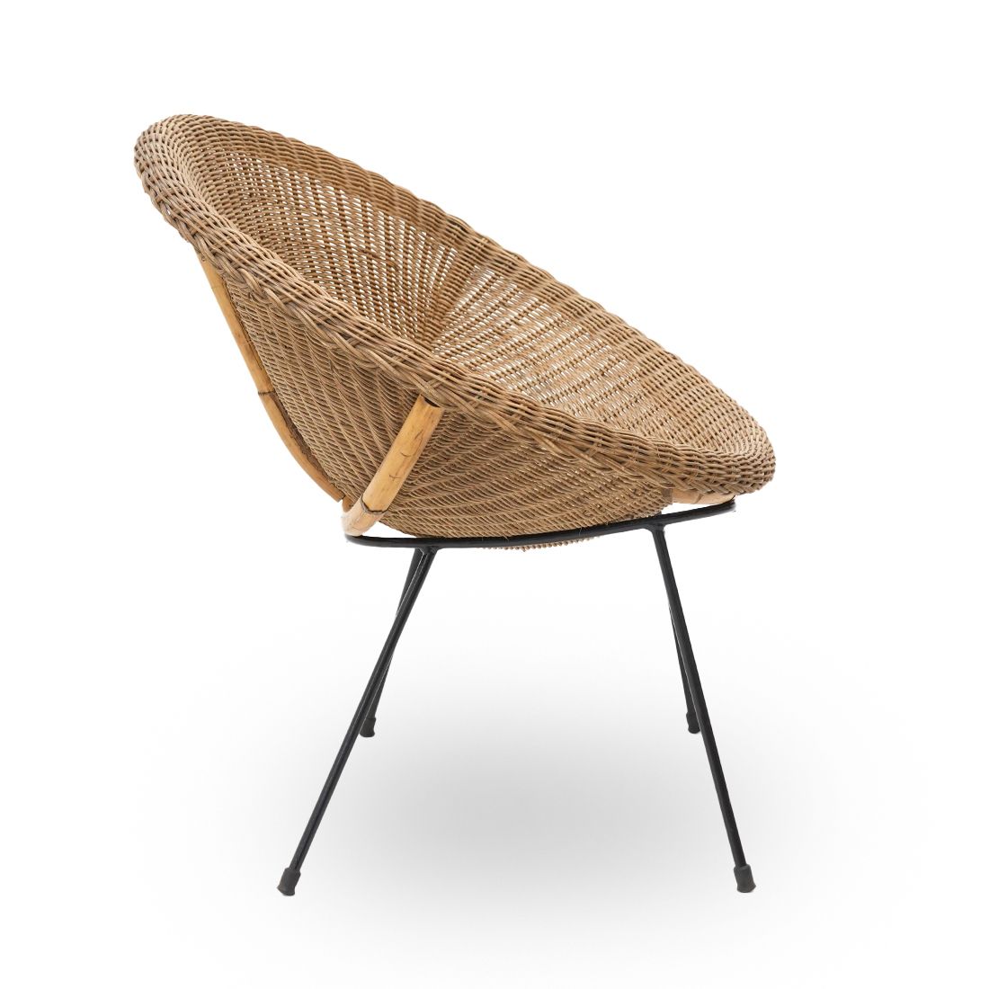 Furniture Woven Rattan Armchair, 1950s photo